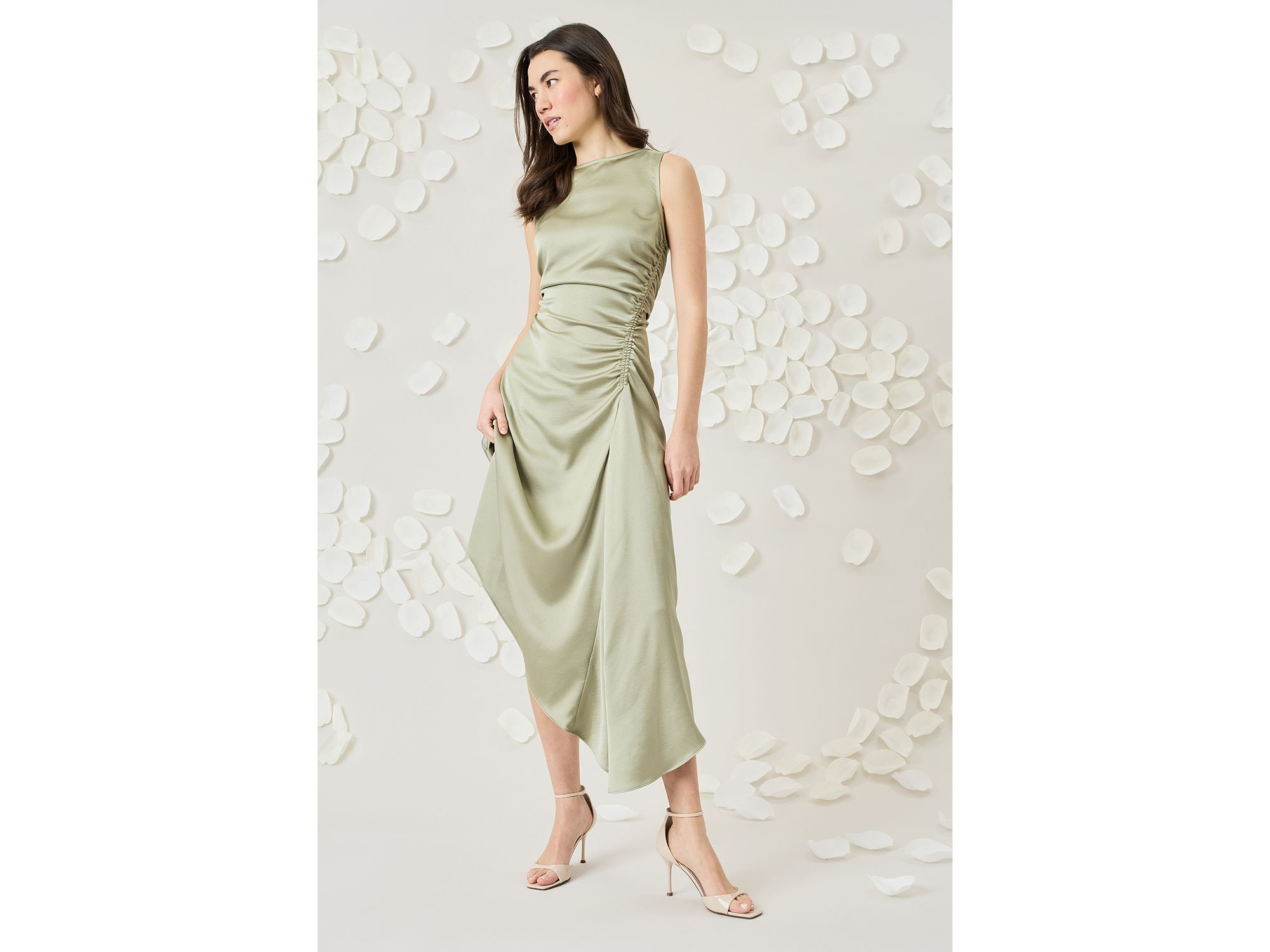Boat Neck Asymmetric Midi Dress — Image 4