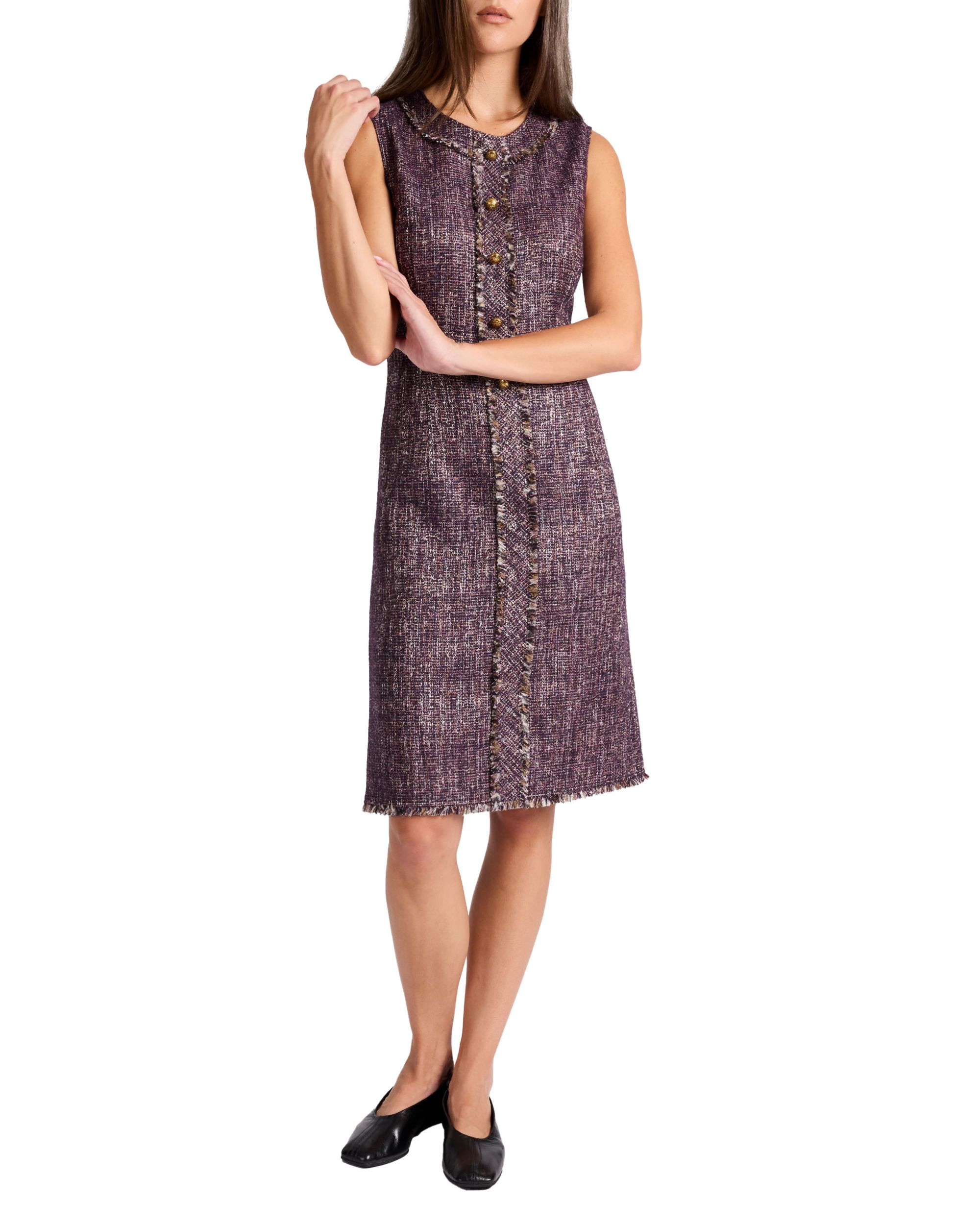 Laura Sleeveless Sheath Dress in Lightweight Tweed — Image 4