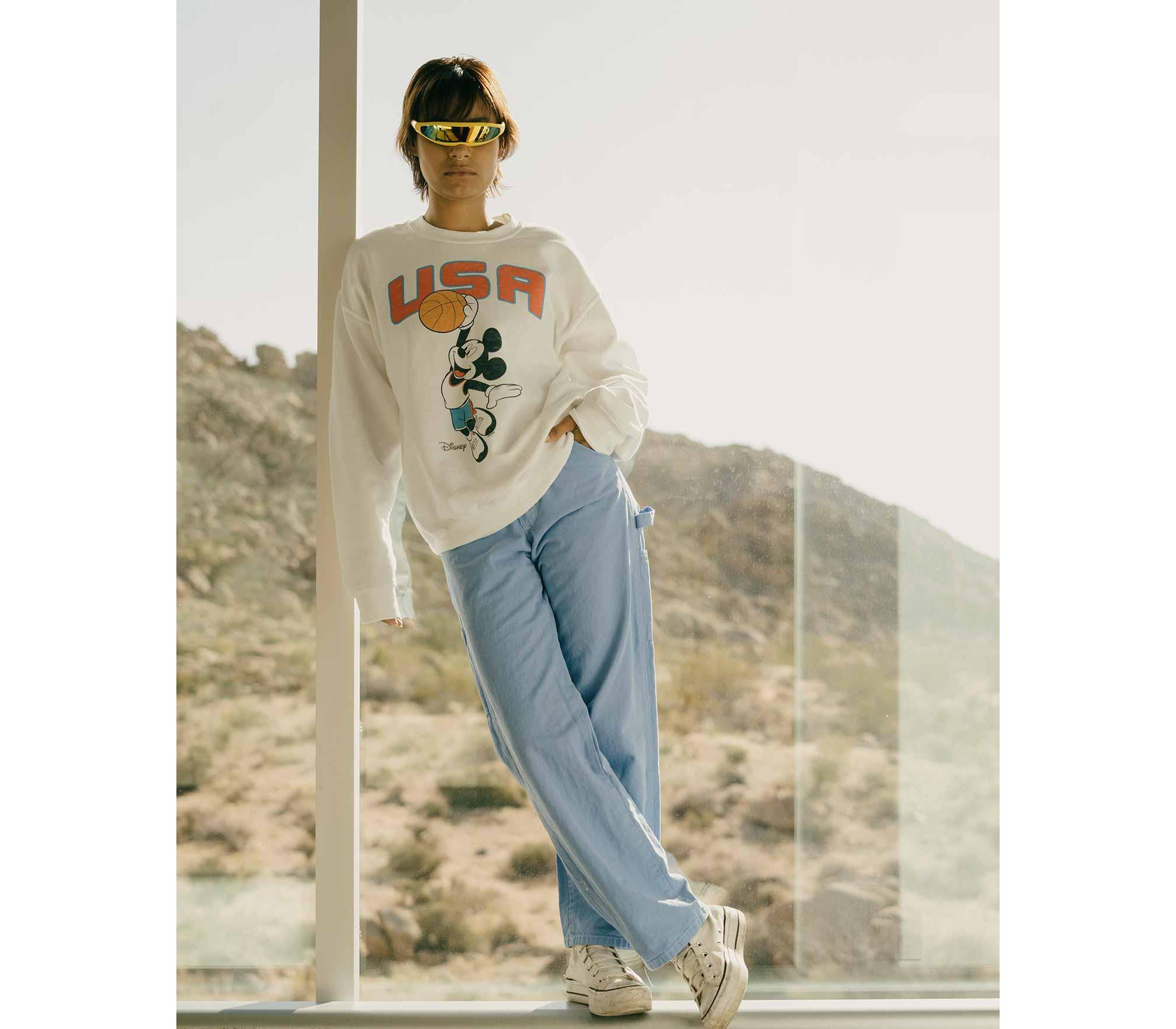 Unisex USA Mickey Basketball Flea Market Fleece Sweatshirt — Image 4