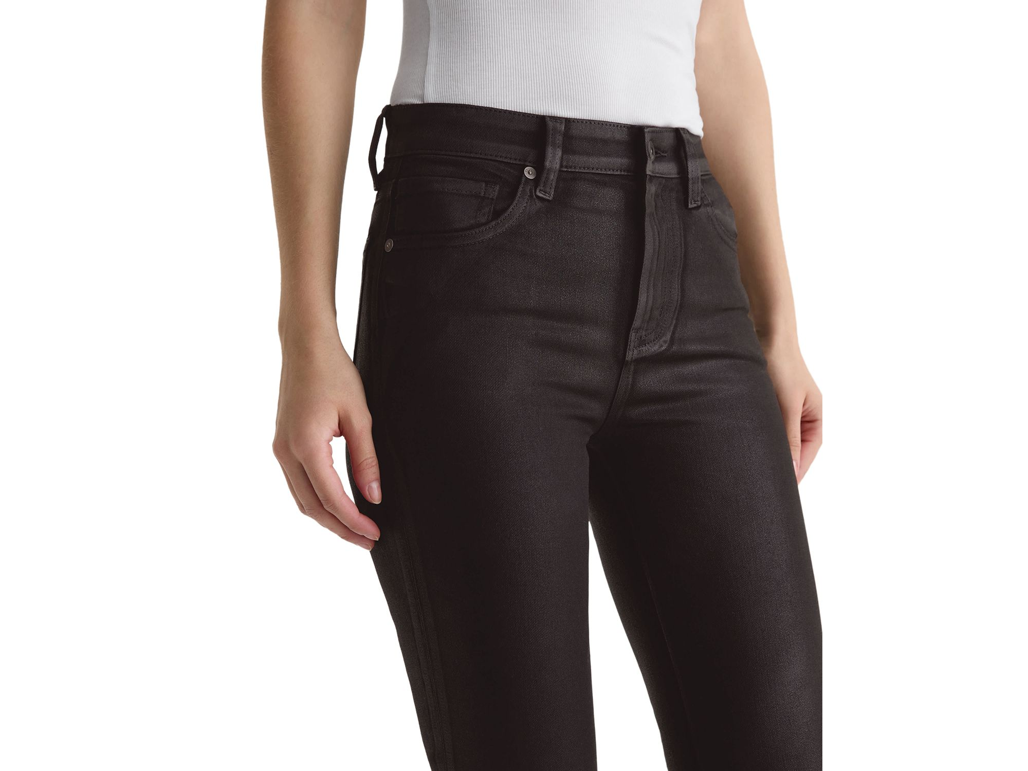 Mari Coated Mid Rise Slim Jeans in Super Black — Image 3