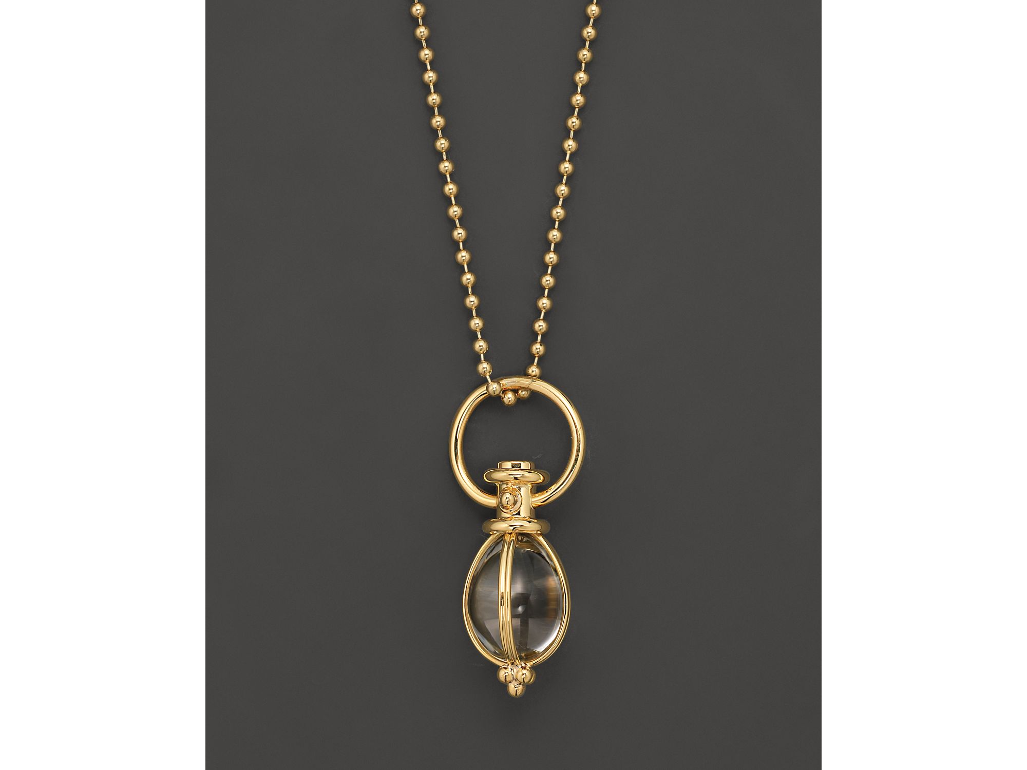 Oval Crystal Amulet in 18K Yellow Gold — Image 3