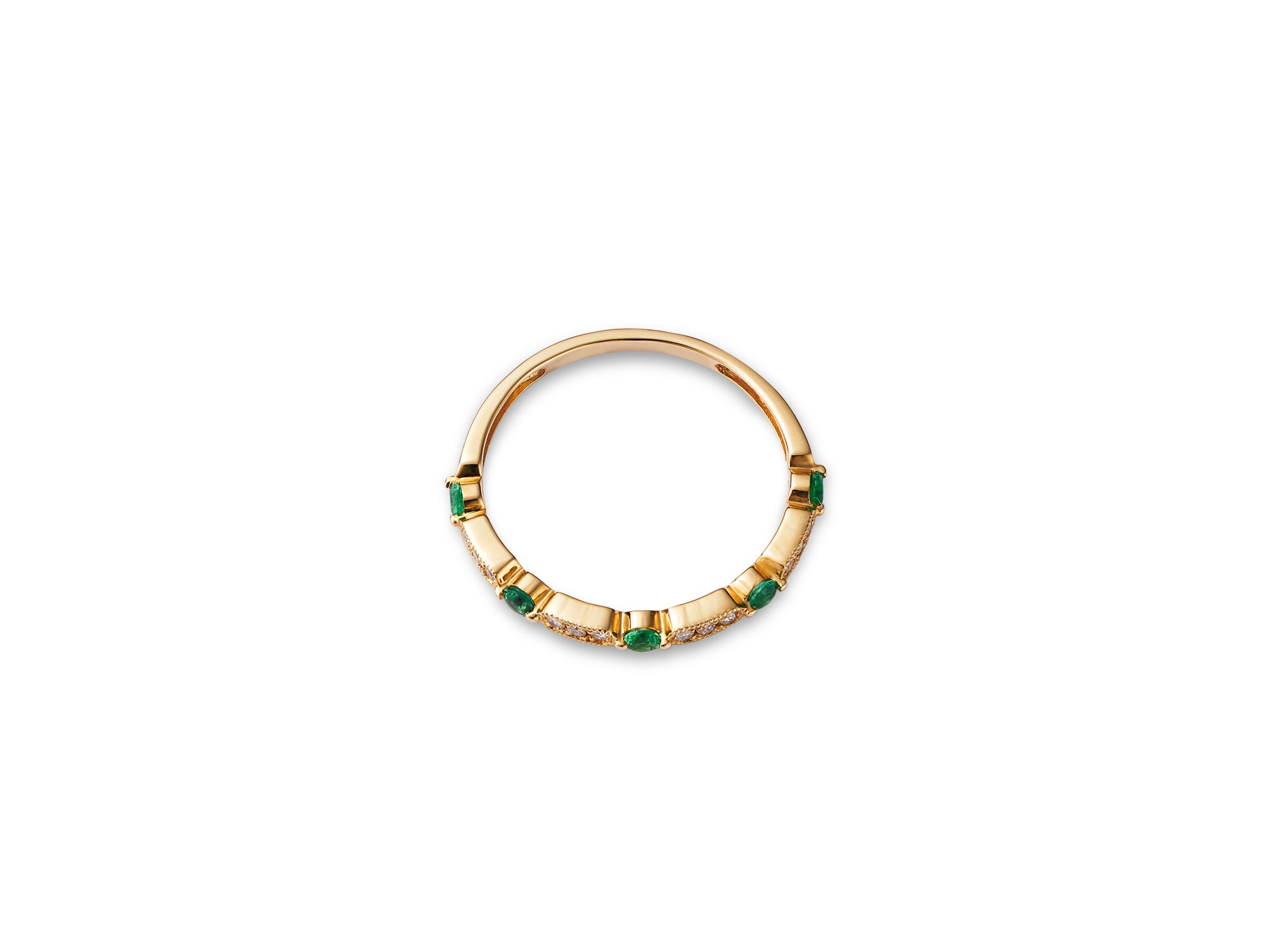 Emerald & Diamond Band in 14K Yellow Gold — Image 3