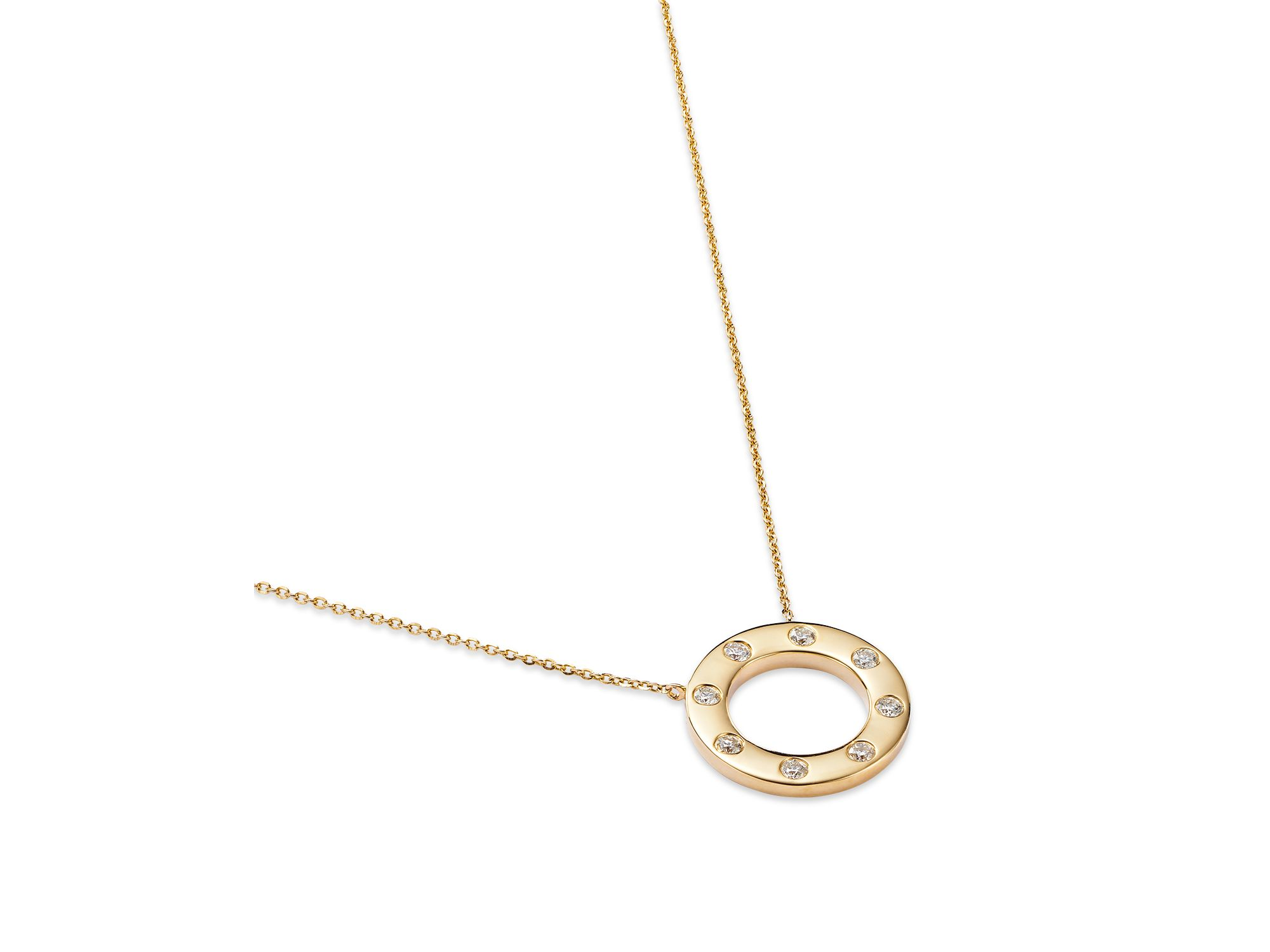 Diamond Circle Pendant Necklace in 14K Yellow Gold, 0.25 tcw — Image 3