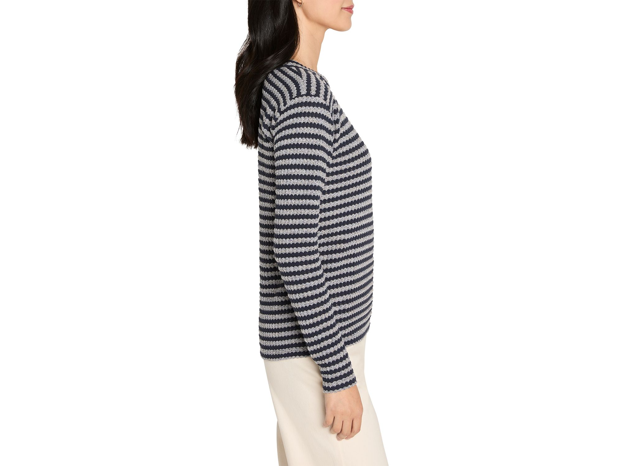 Texture Stripe Button Shoulder Top — Image 3