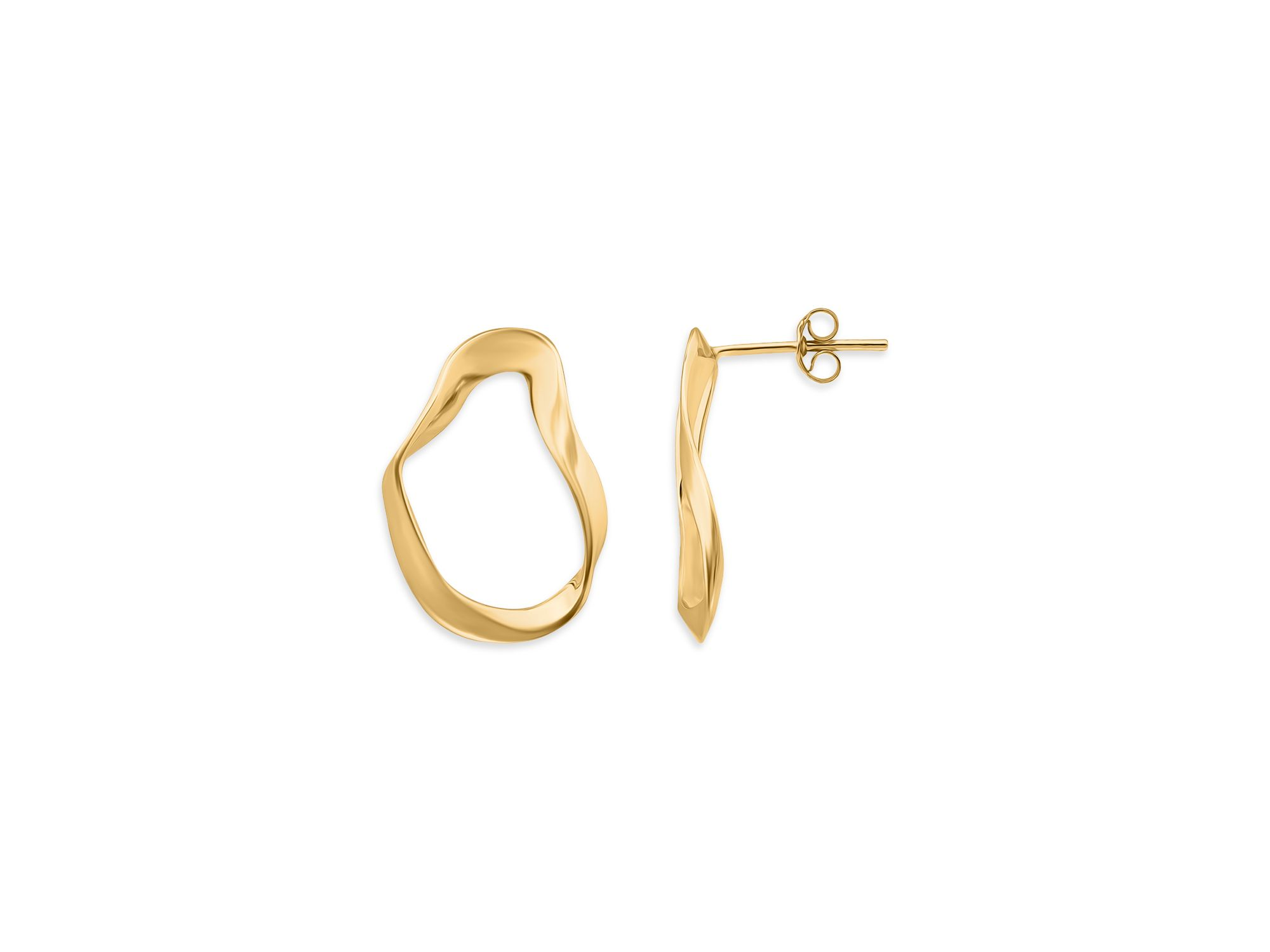 18K Gold-Plated Sterling Silver Wavy Openwork Stud Earrings - Exclusive — Image 3