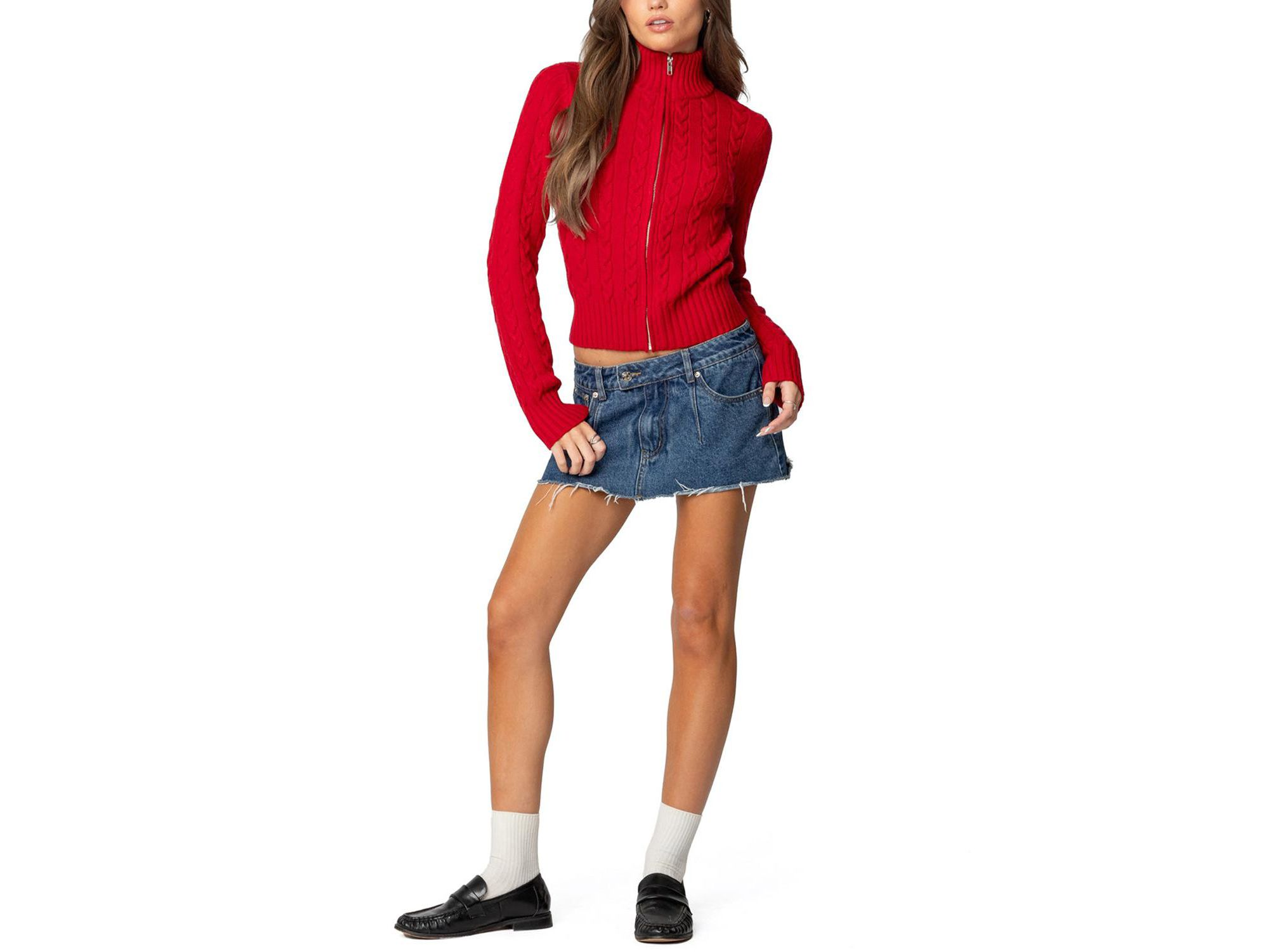 Ryn Zip Up Cable Knit Cardigan — Image 3