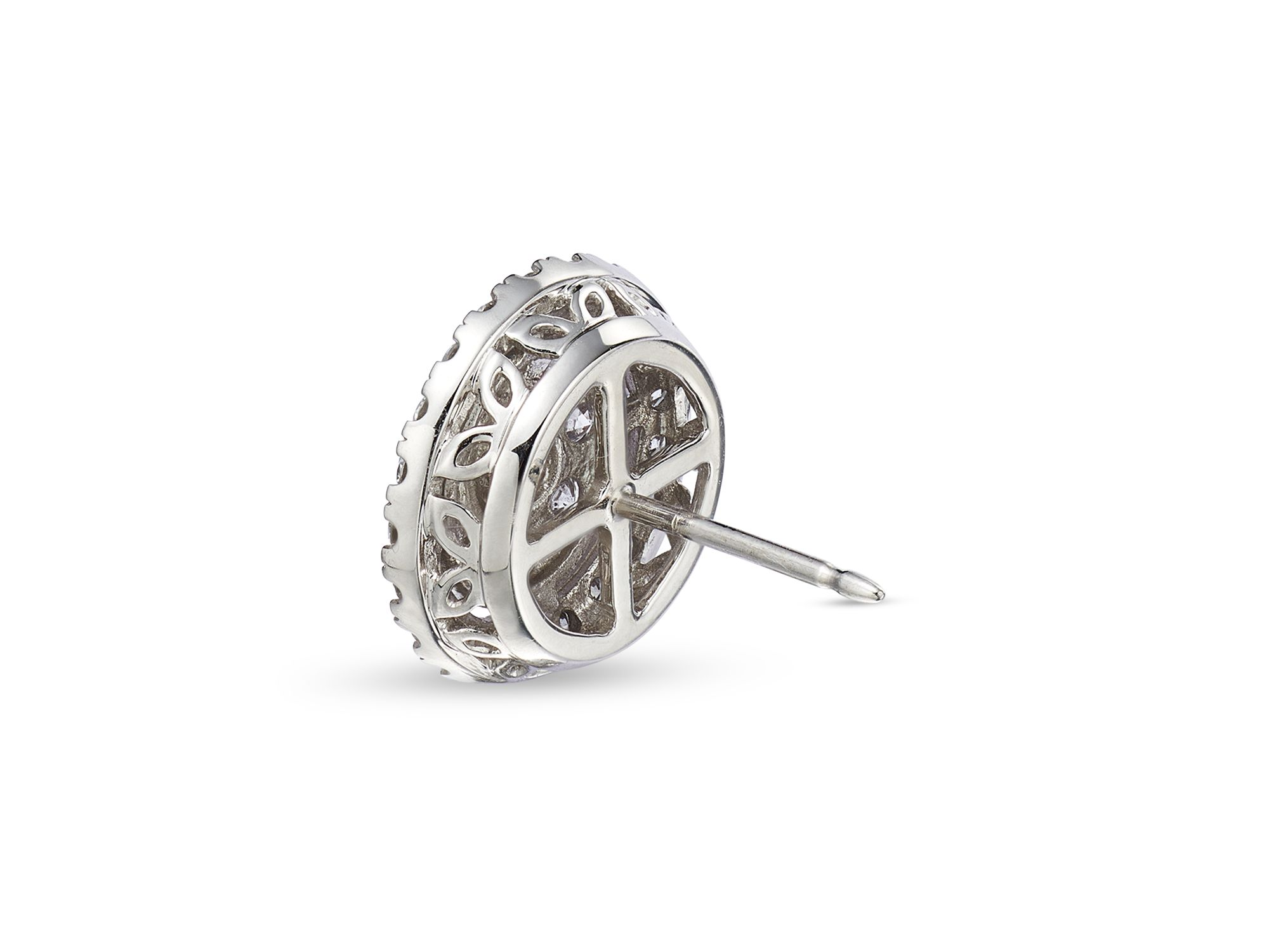 Diamond Cluster Stud Earrings in 14K White Gold, 2.50 tcw — Image 3