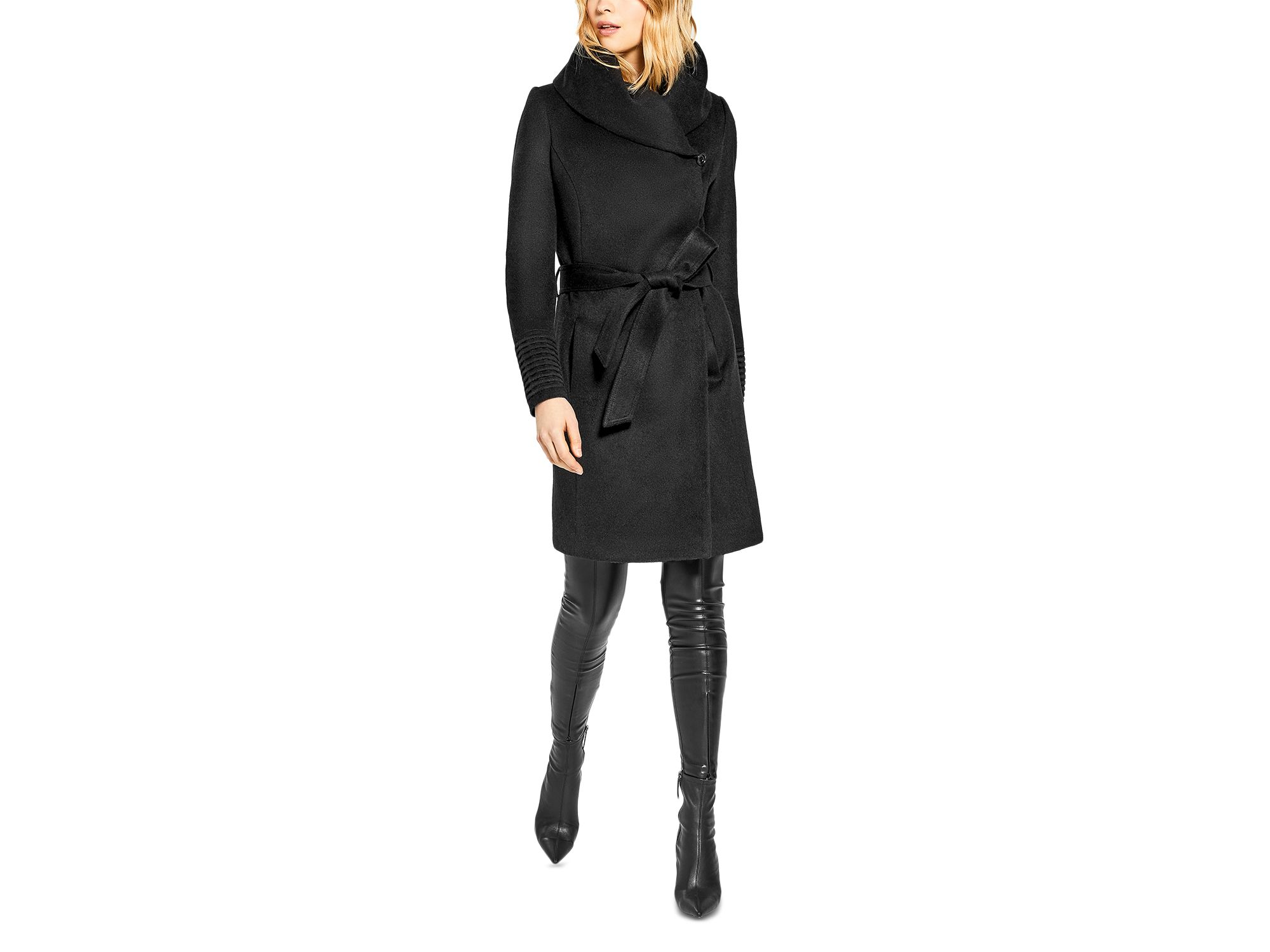 Hooded Mid Length Wrap Coat — Image 4