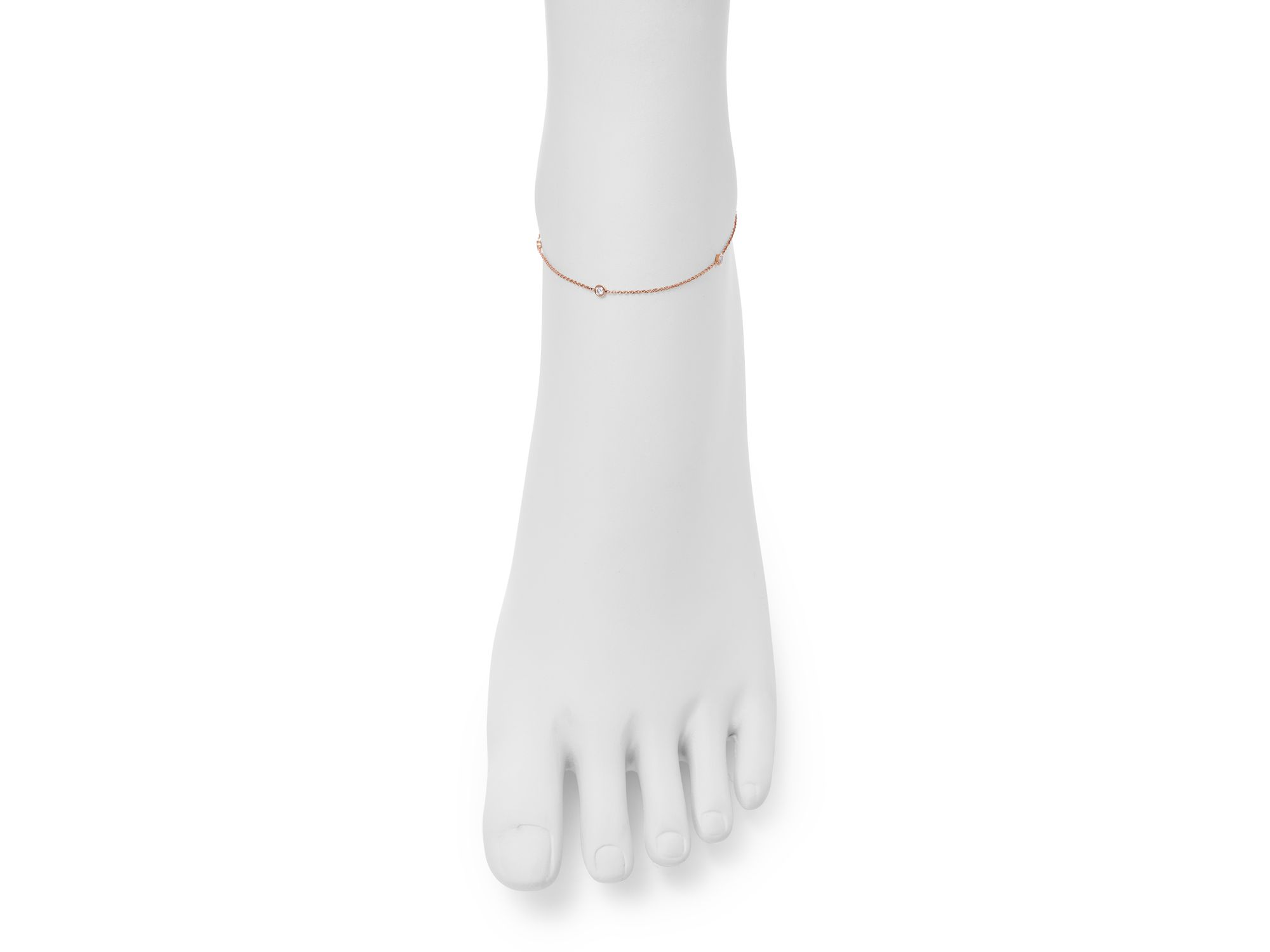 Diamond Bezel Ankle Bracelet in 14K Rose Gold, 0.20 tcw — Image 4