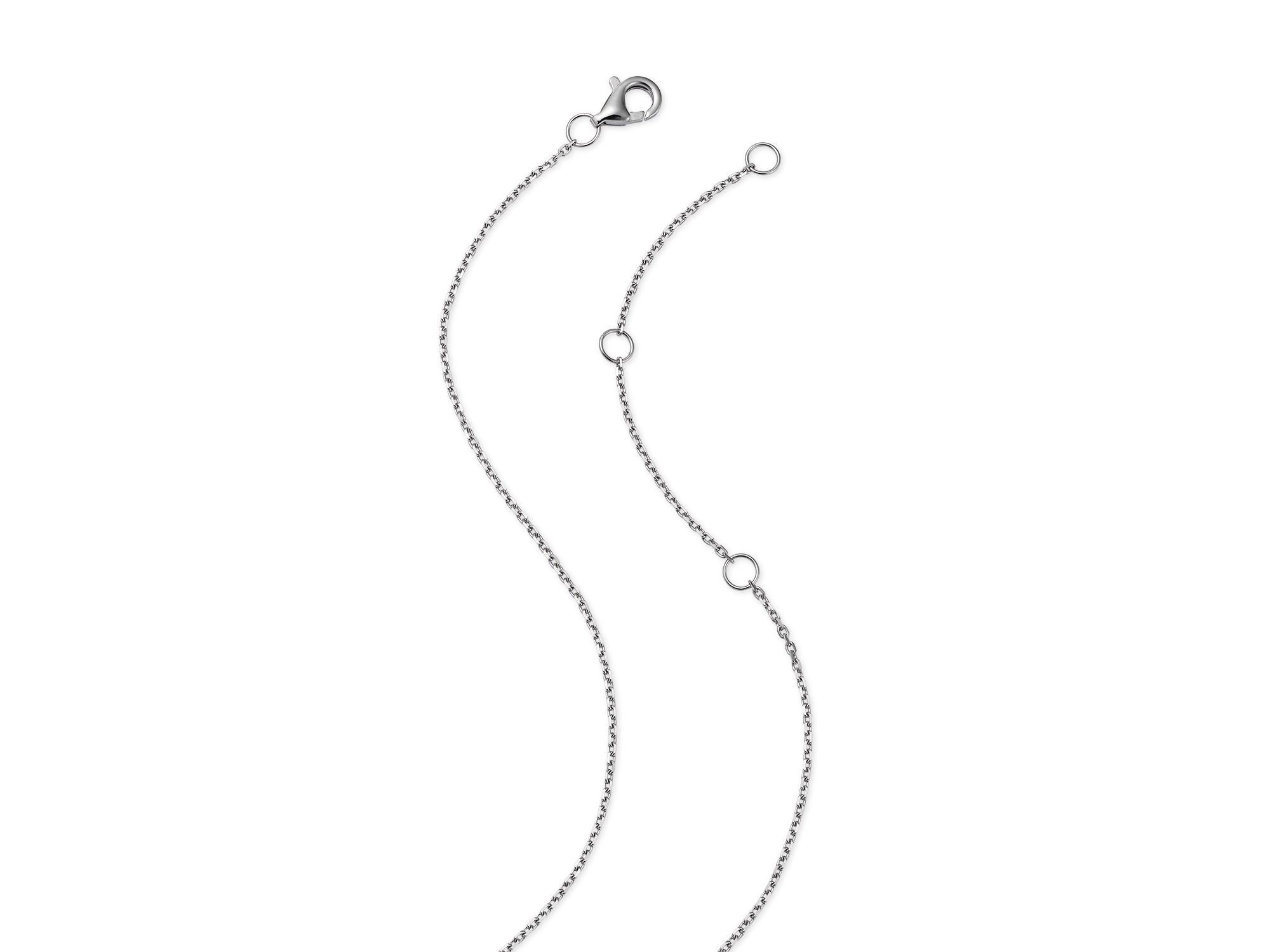 Diamond Baguette & Round Crescent Pendant Necklace in 14K White Gold, 0.62 tcw — Image 4
