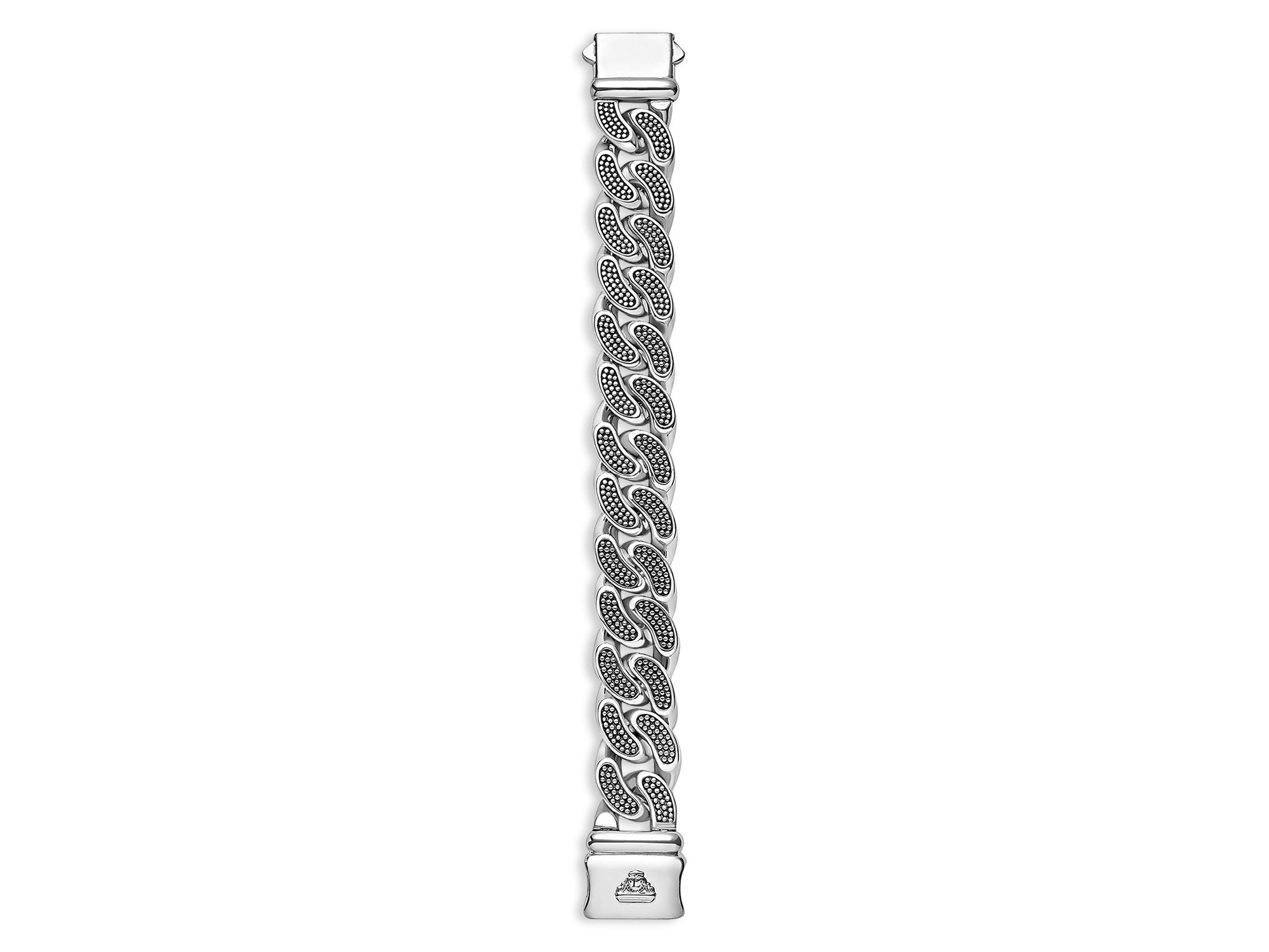 Men's Sterling Anthem Caviar Bead Wide Curb Link Bracelet — Image 5