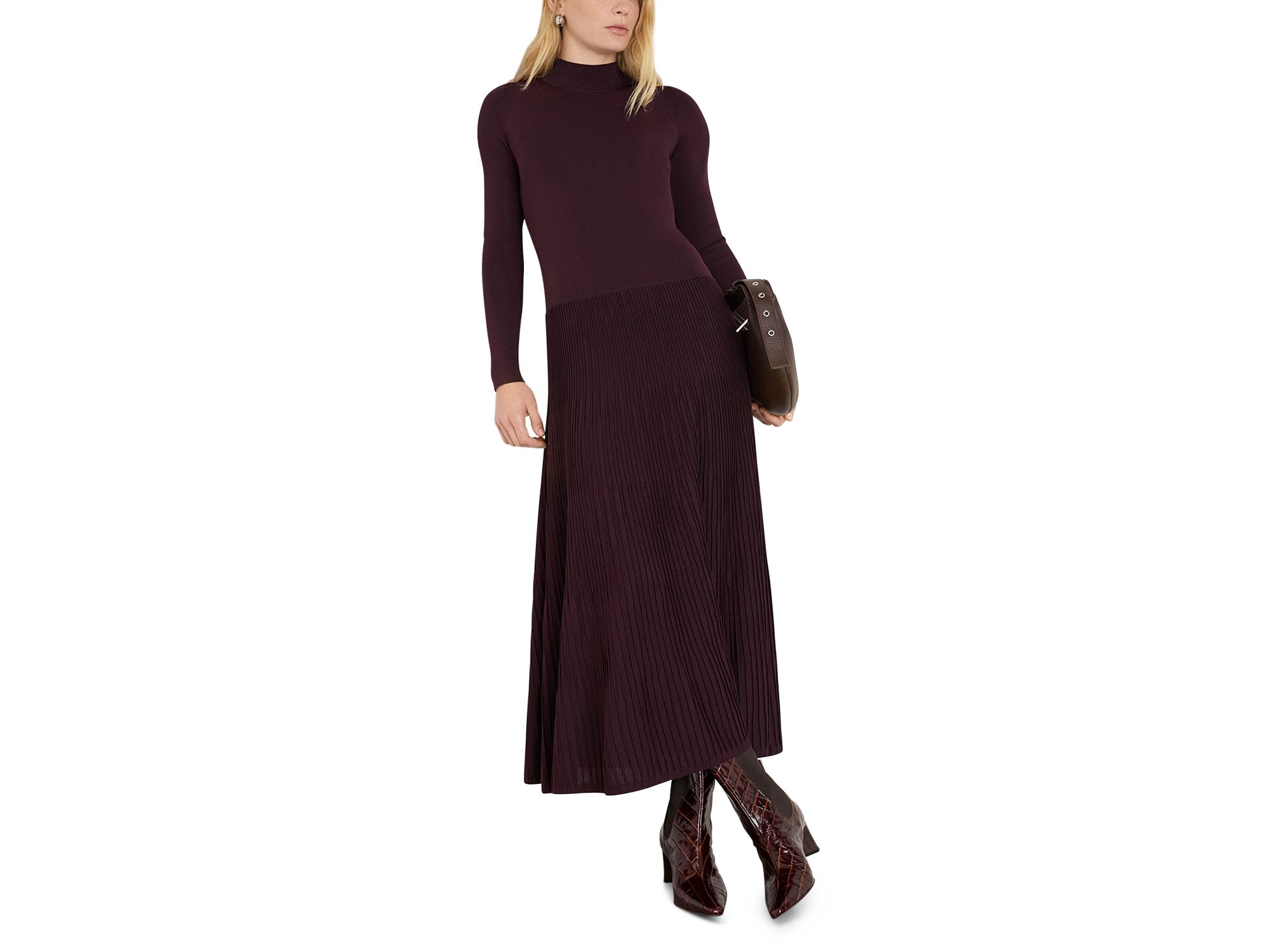 Petites Pleated Knit Dress — Image 3