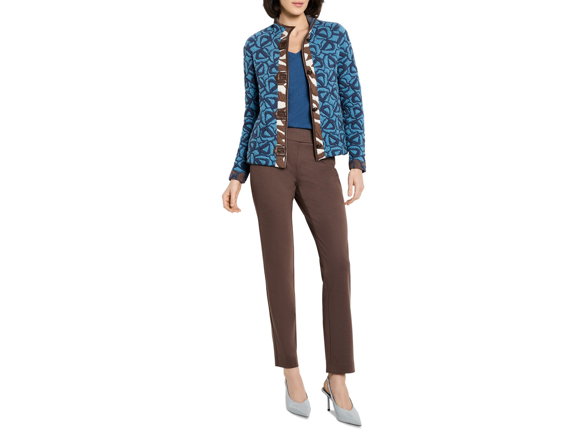 Quilted Faux Leather Trim Jacket — Image 4