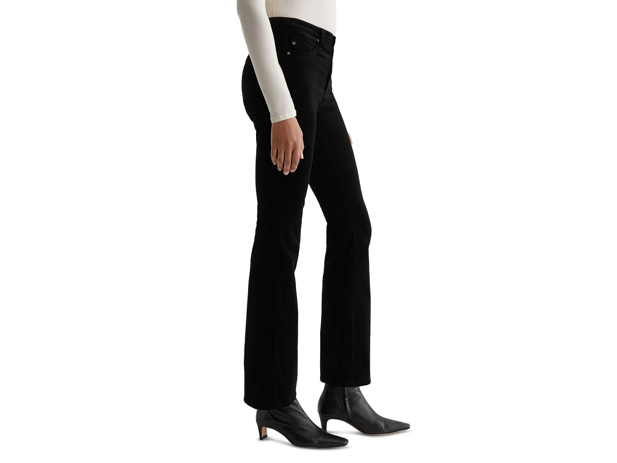 Farrah Bootcut Mid Rise Velvet Jeans in Super Black — Image 6