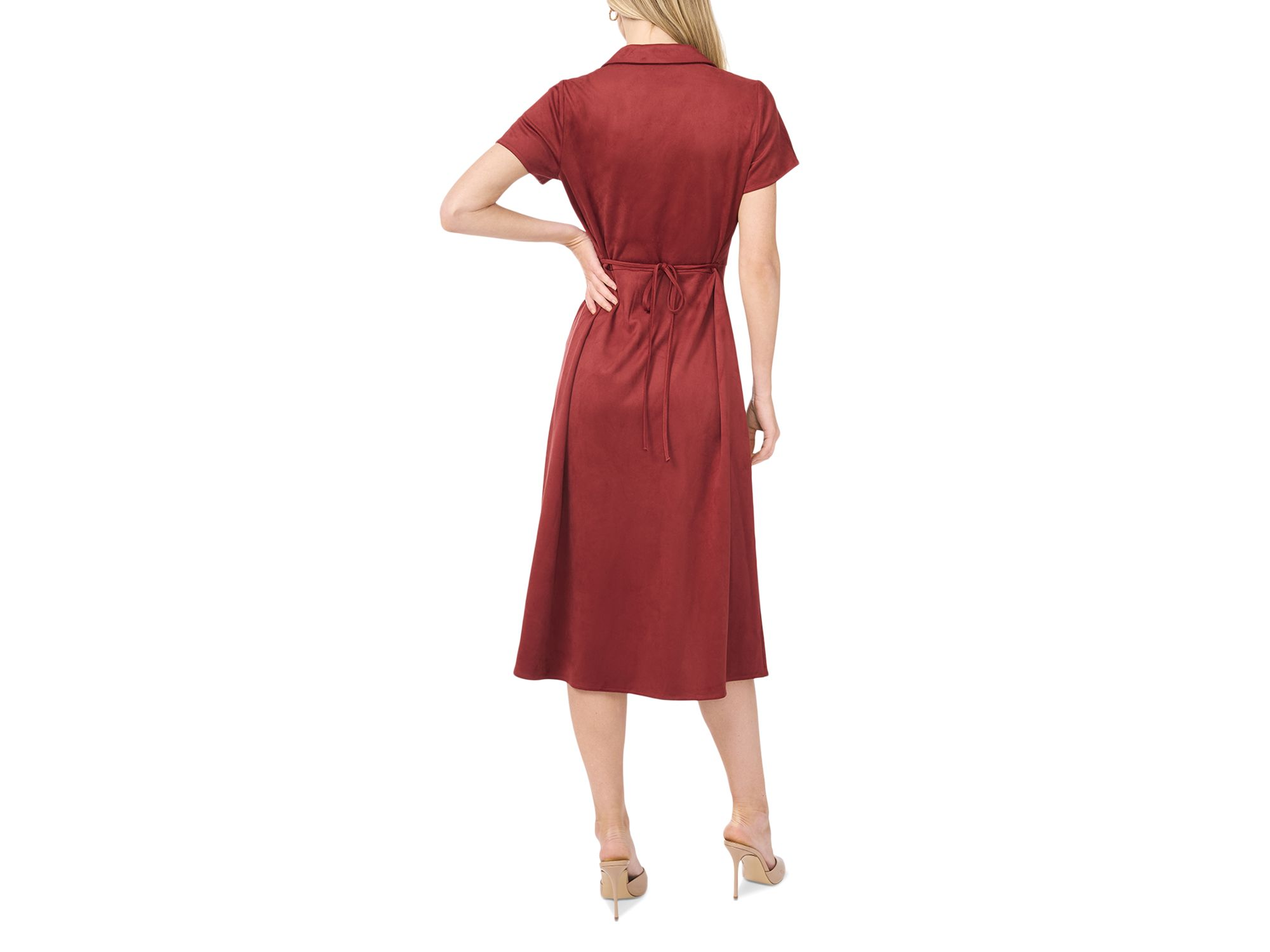 Tie Back Button Down Midi Dress — Image 3