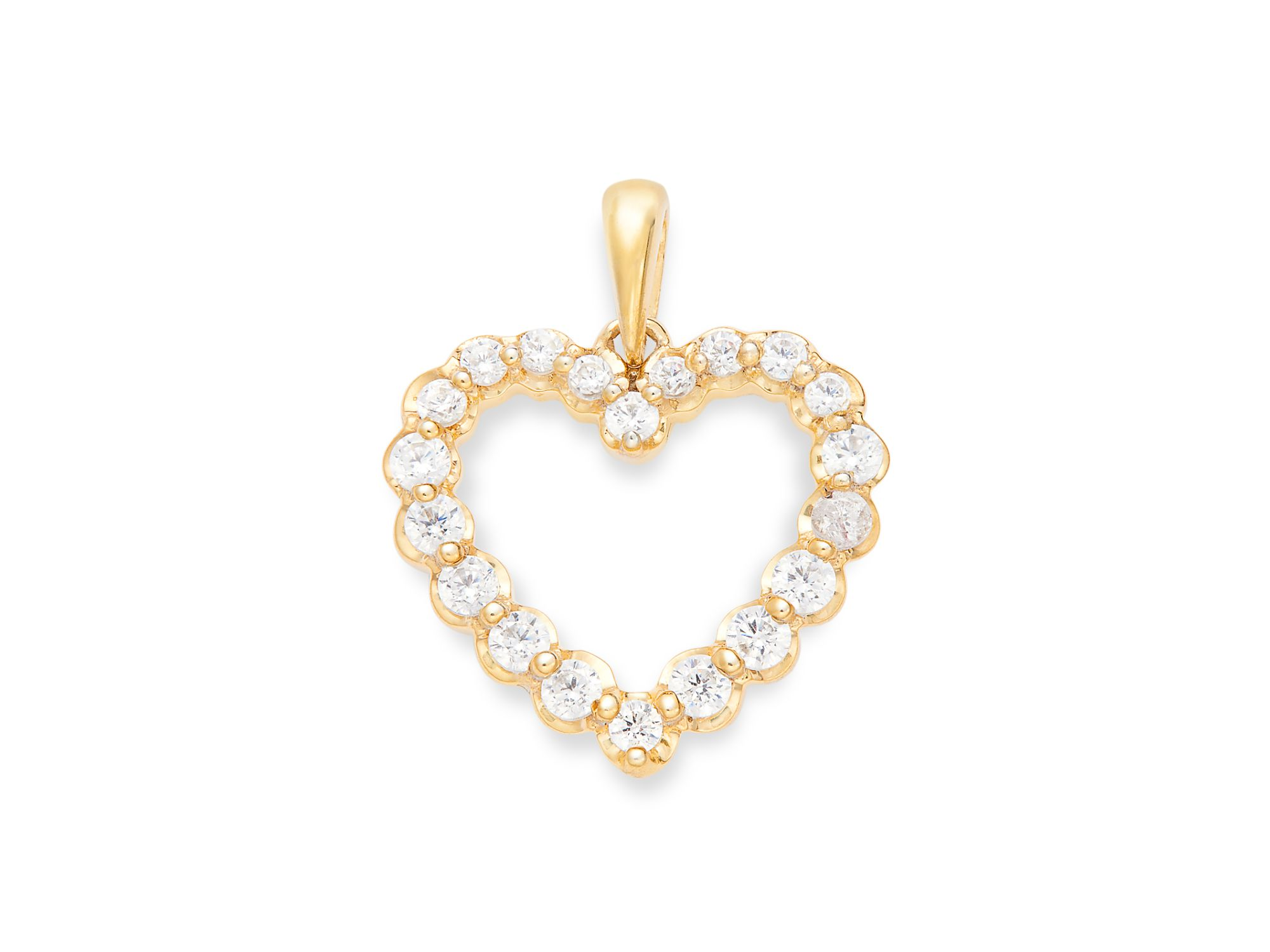 Diamond Classic Heart Pendant Necklace in 14K Yellow Gold, 0.25 tcw — Image 4
