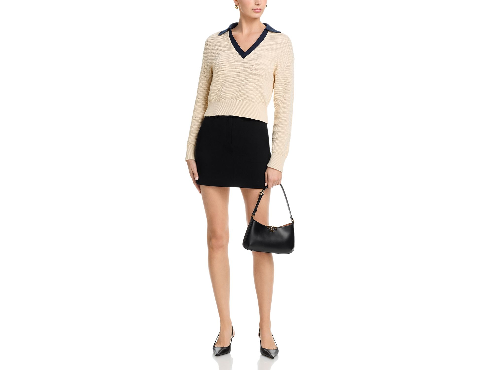 Mozart Contrast Collar Texture Knit Sweater — Image 4