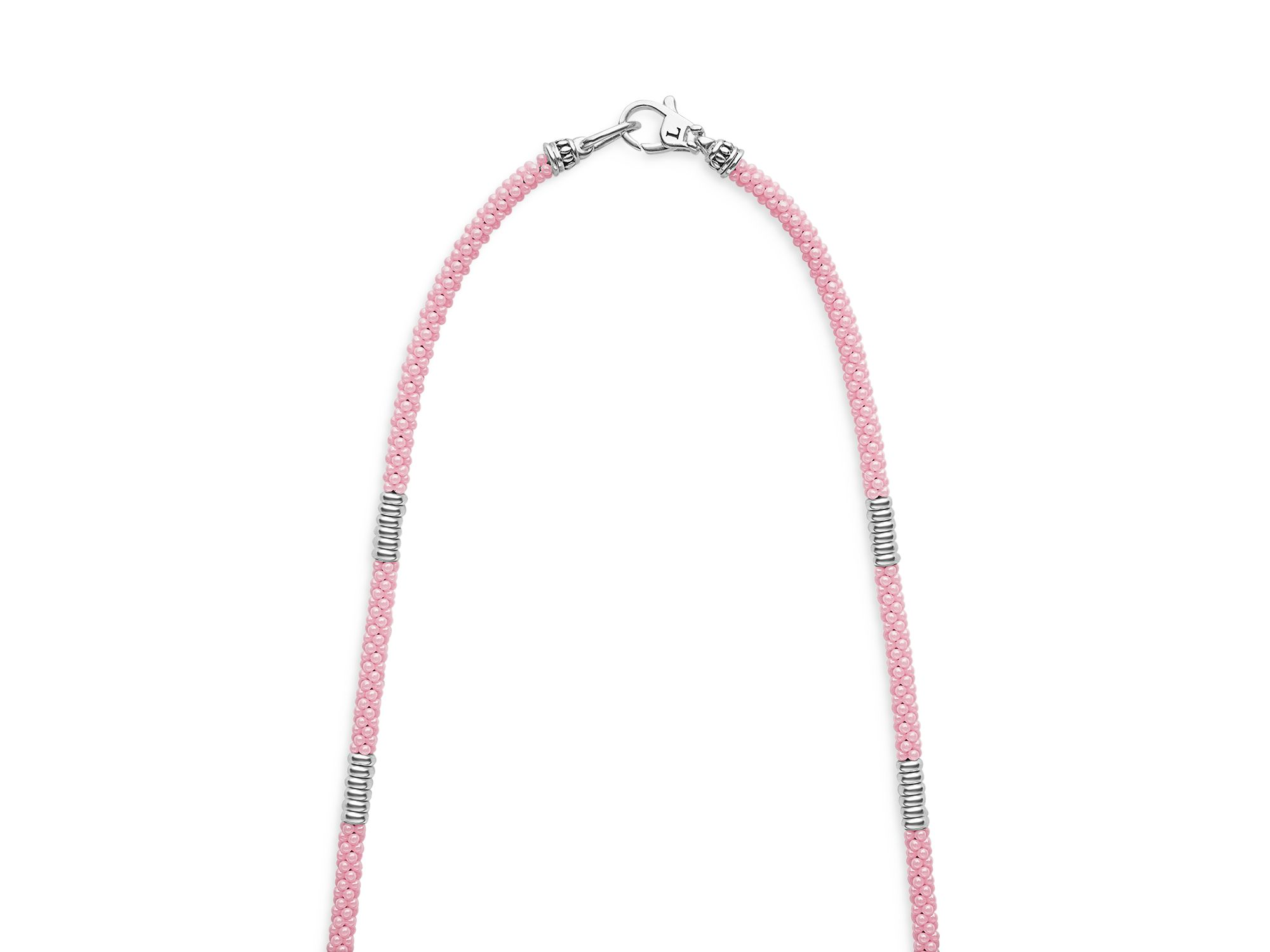 Sterling Pink Caviar Pink Ceramic Bead Collar Necklaces — Image 4