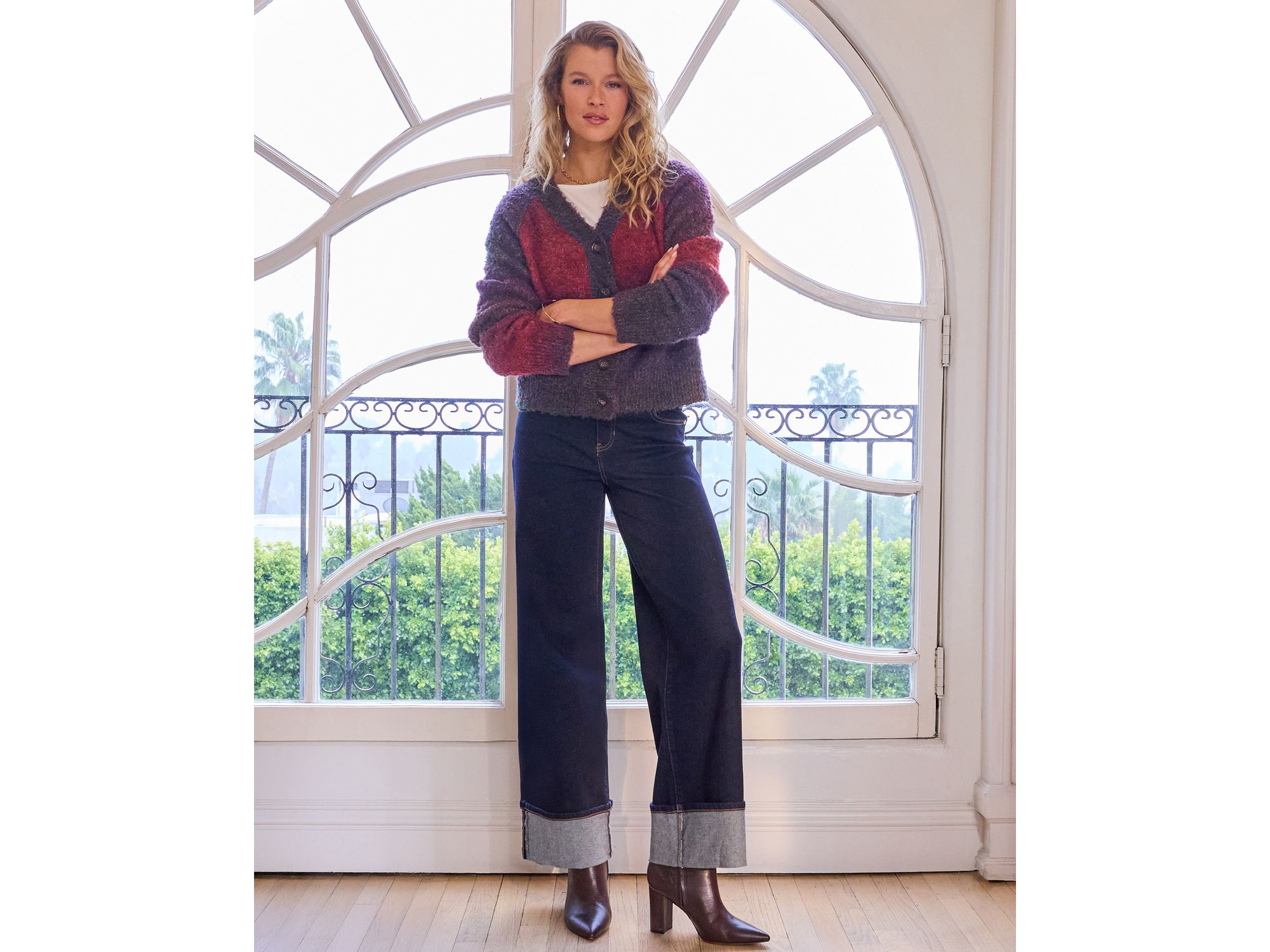 Ombré V Neck Cardigan — Image 3