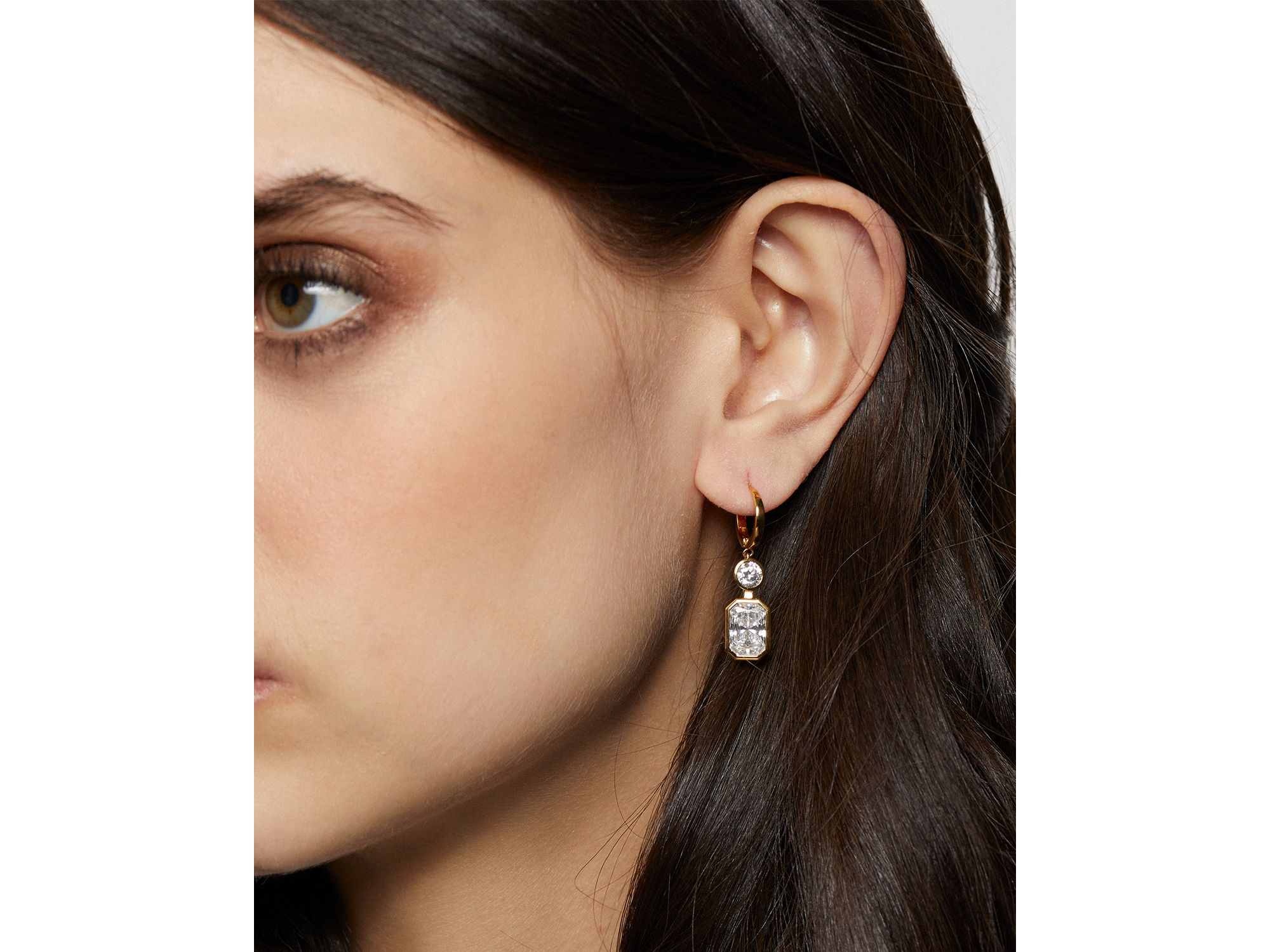 Bklyn Cubic Zirconia Double Stone Drop Earrings — Image 3
