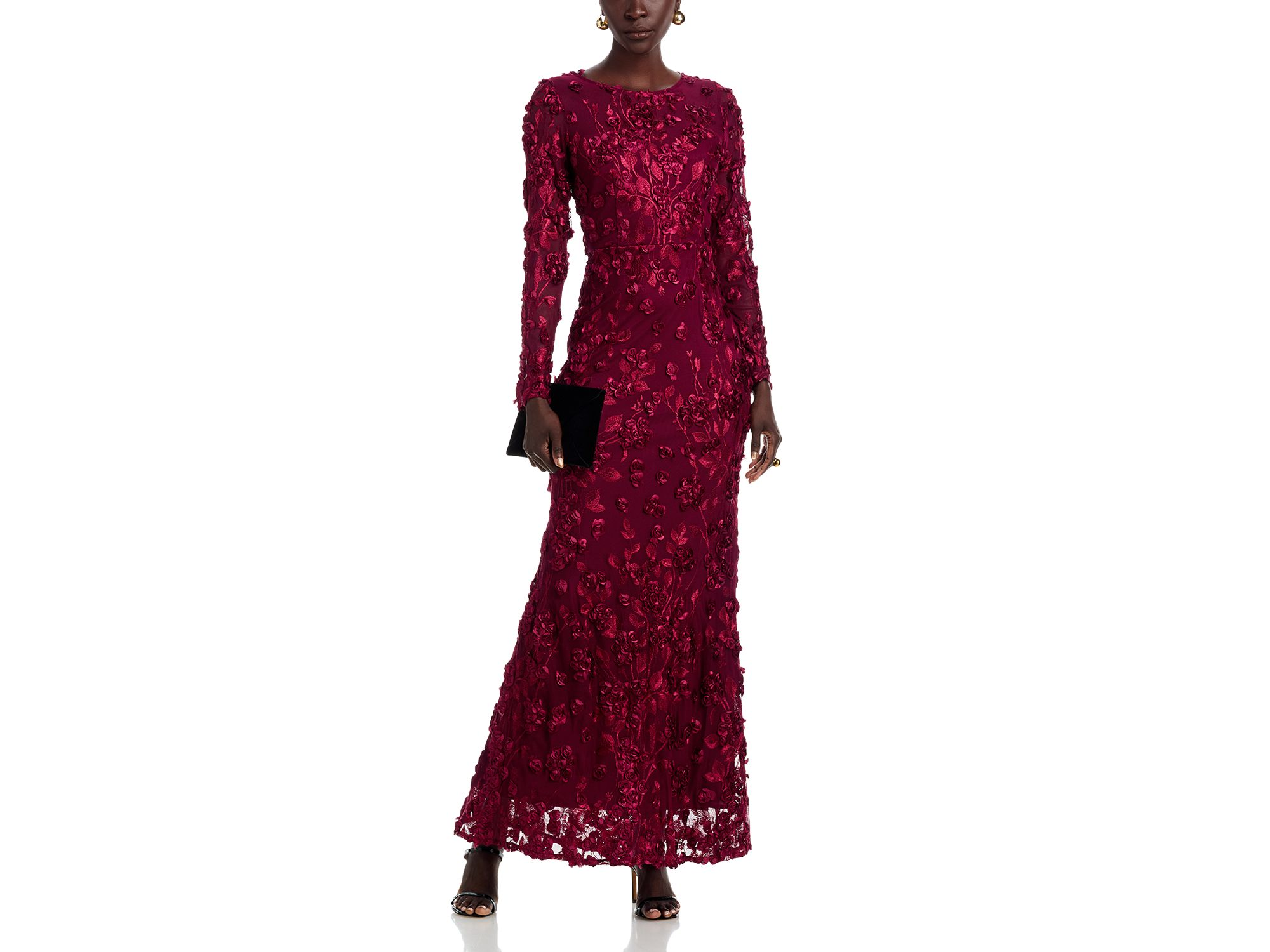 Long Sleeve 3D Floral Mesh Dress - Exclusive — Image 3