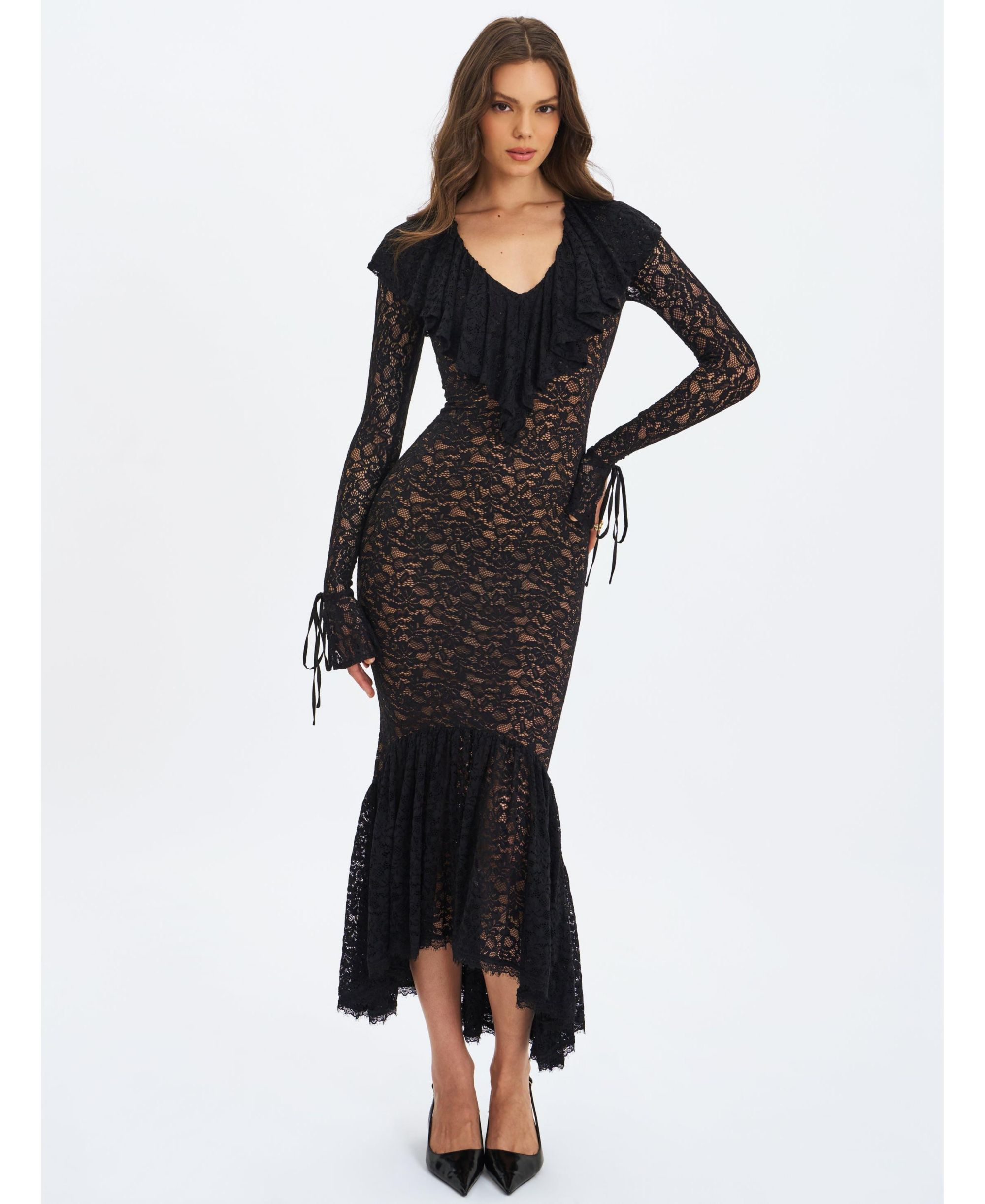 Parisa Lace Ruffled Mermaid Maxi Dress — Image 4