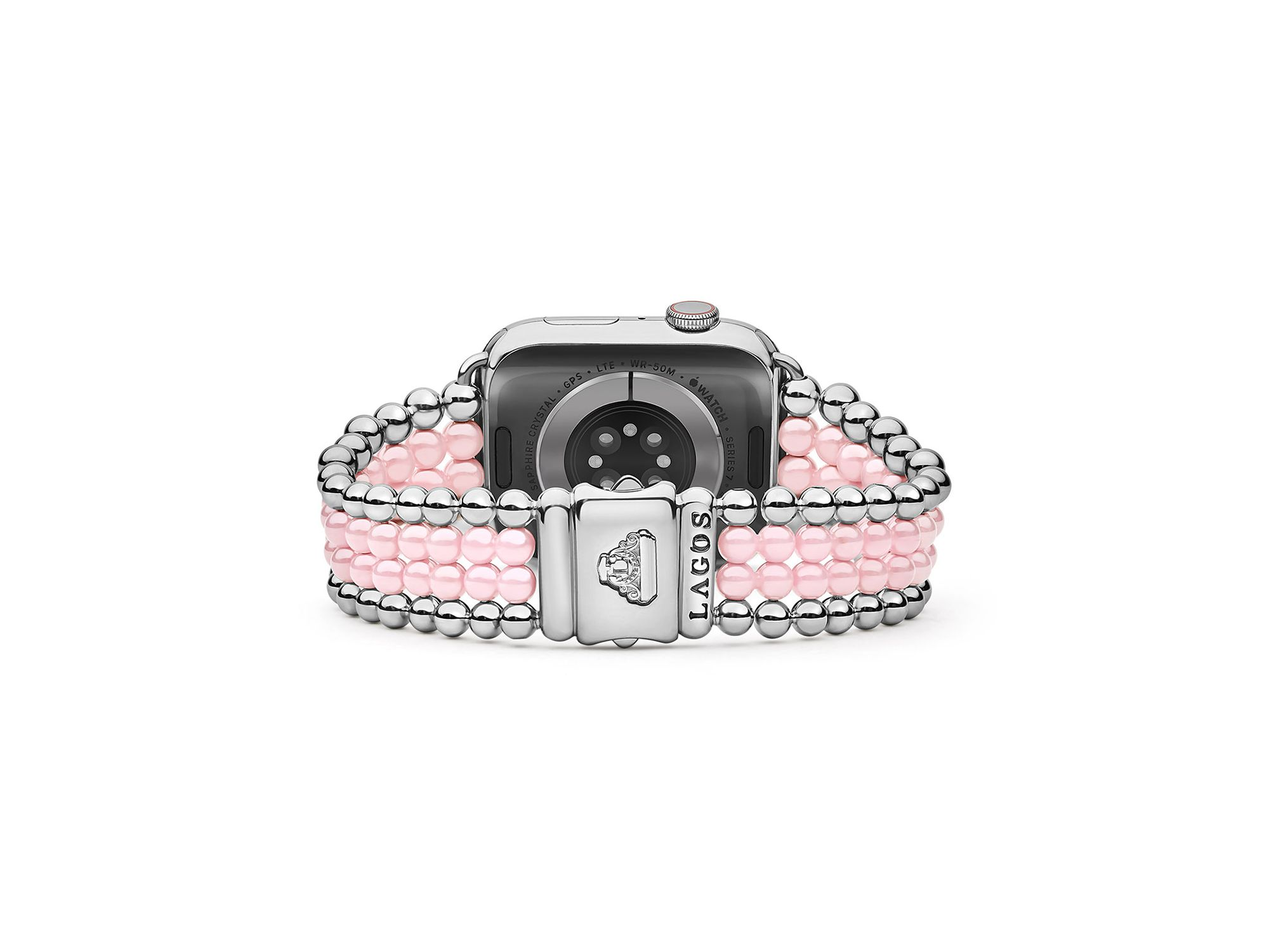 Stainless Steel & Pink Ceramic Smart Caviar Watch Band for Apple Watch® — Image 4