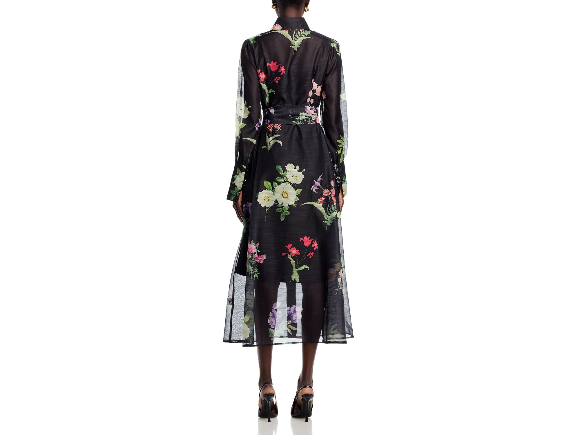 Sheer Floral Button Front Dress — Image 4