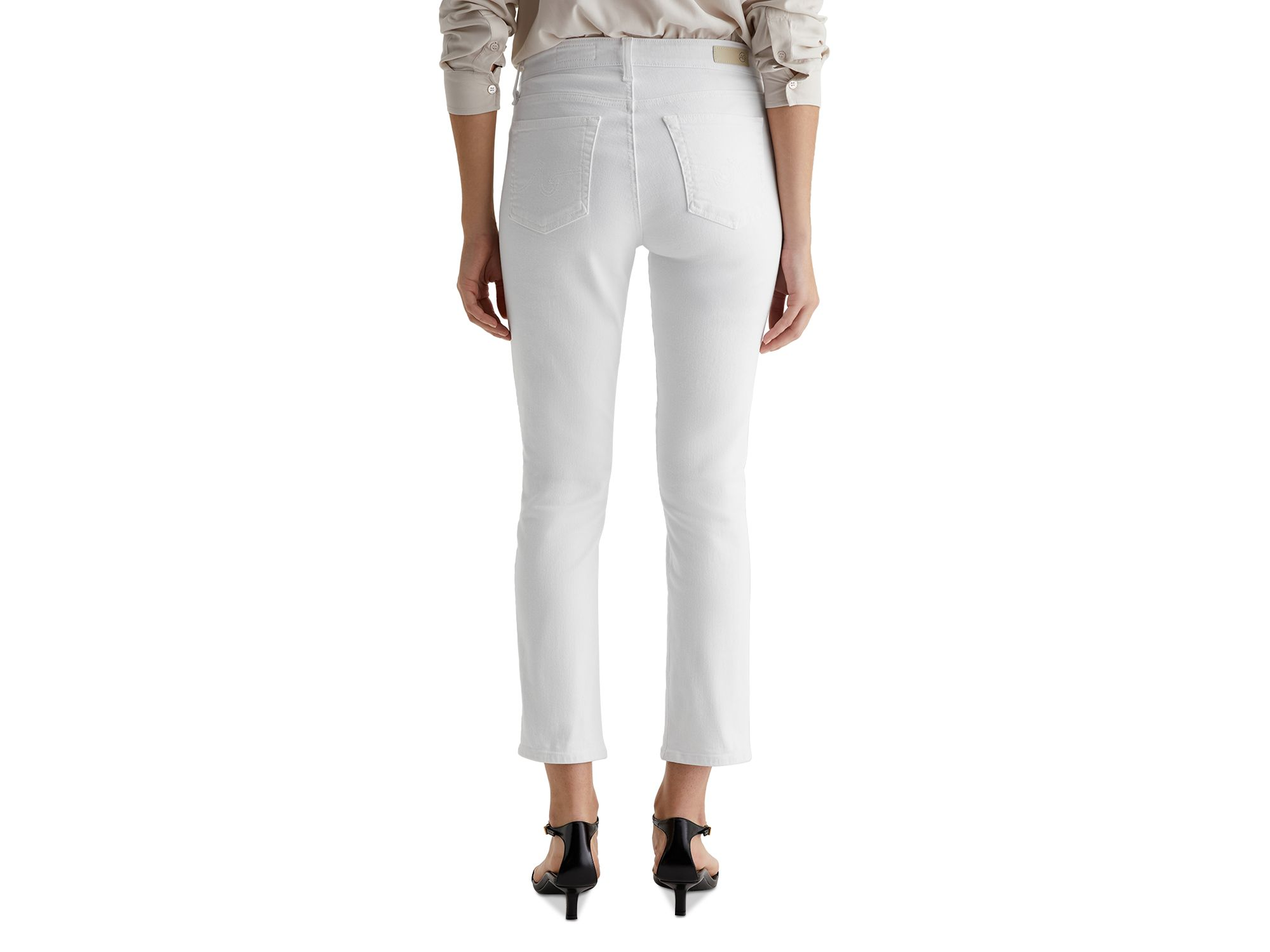 Mari Mid Rise Crop Jeans in Gallery White — Image 4