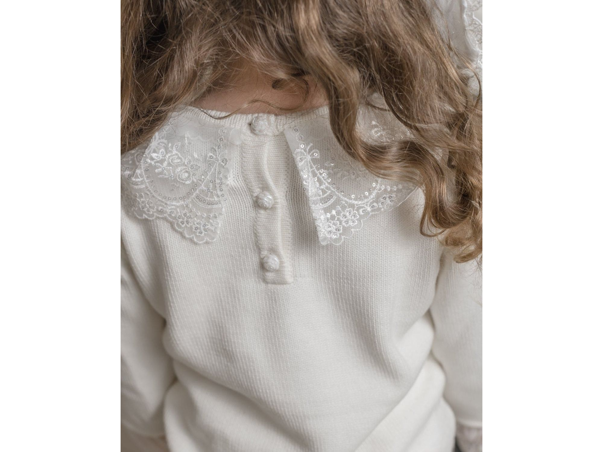 Girls' Emma White Cotton and Lace Top and Shorts Set - Baby, Little Kid — Image 3