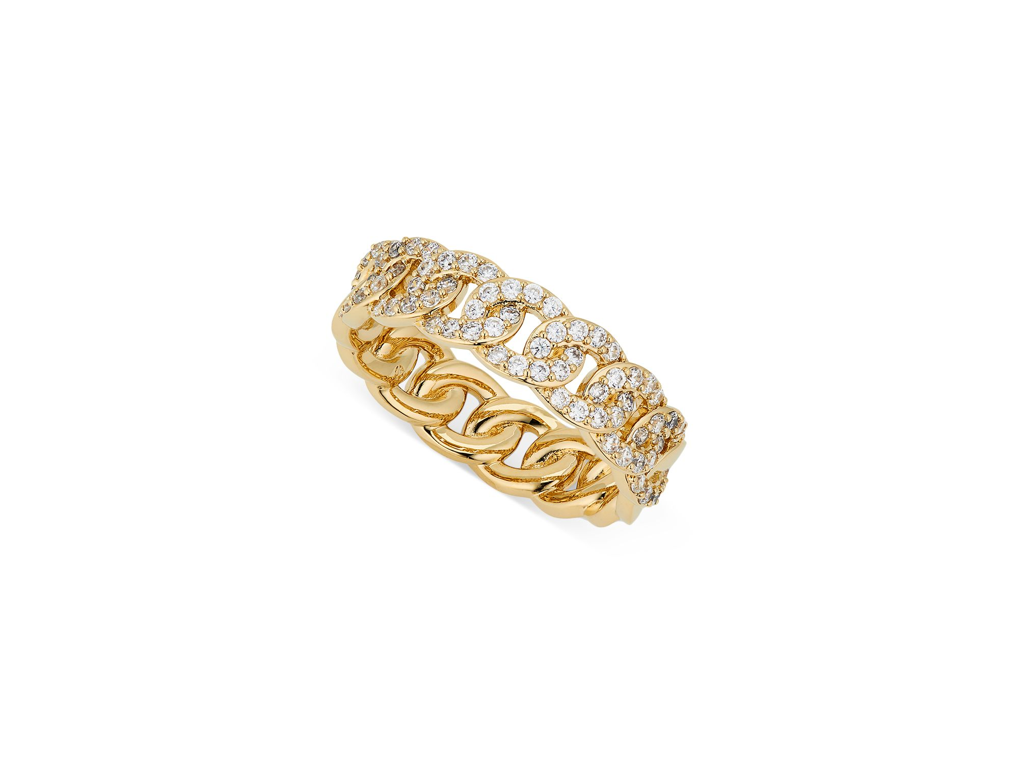 Twilight Pavé Curb Chain Band Ring in 18K Gold Plated - Image 1