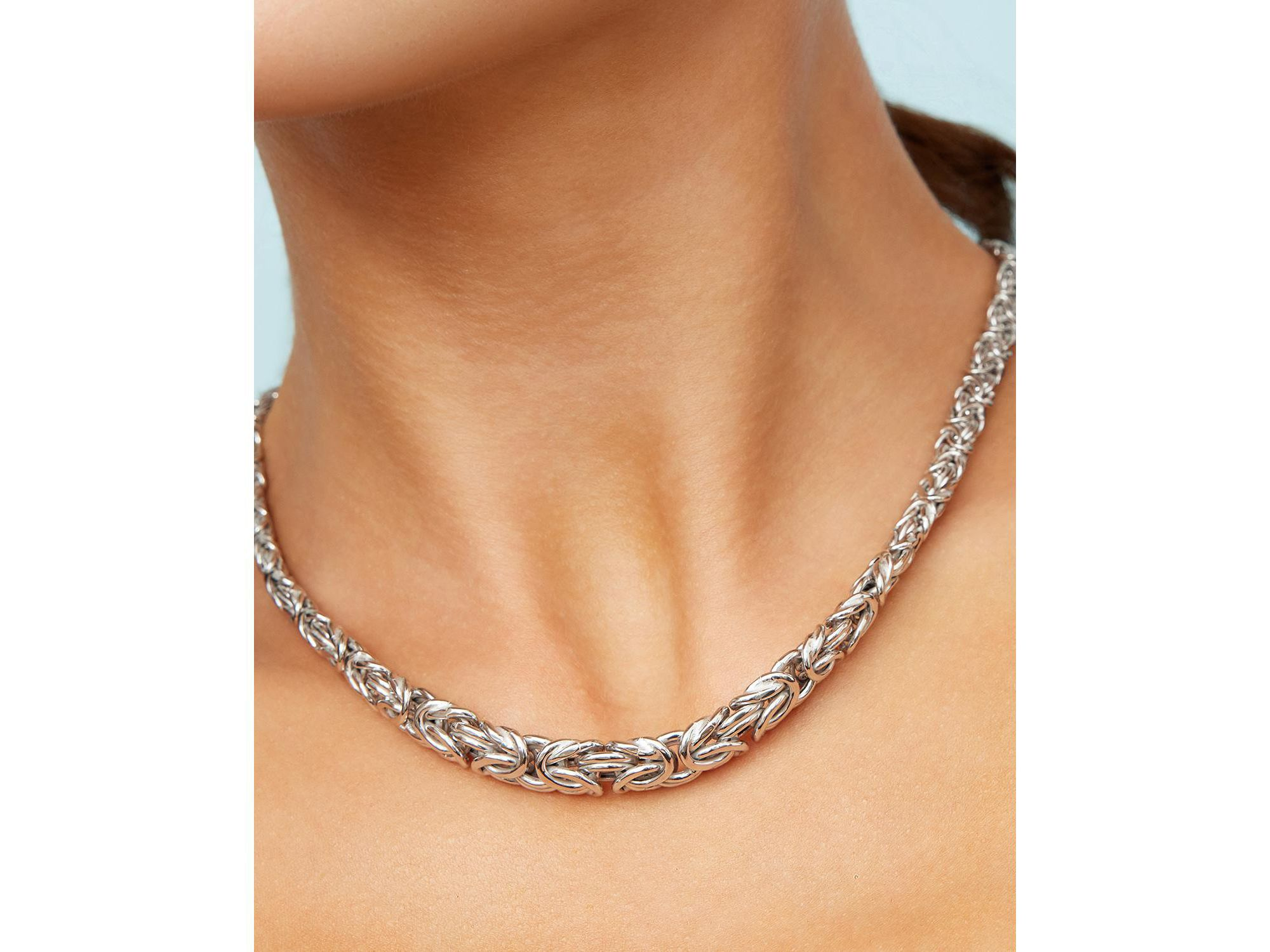 Sterling Byzantine Artisan Graduated Necklace, 17" — Image 4