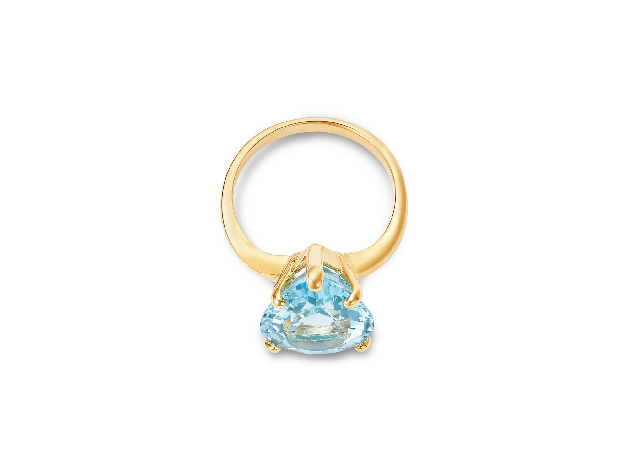 Sky Blue Topaz Pear Ring in 14K Yellow Gold — Image 3
