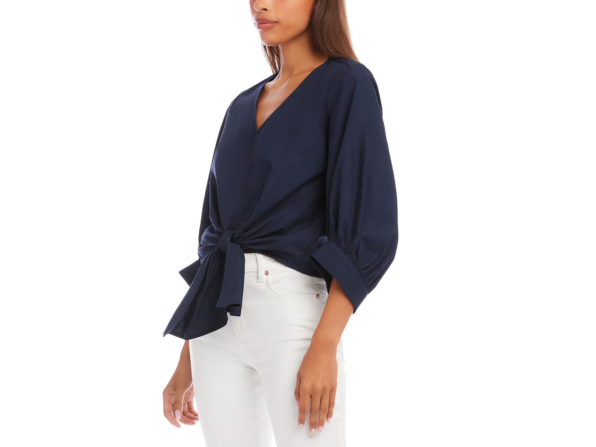 Blouson Sleeve Tie Front Top — Image 3