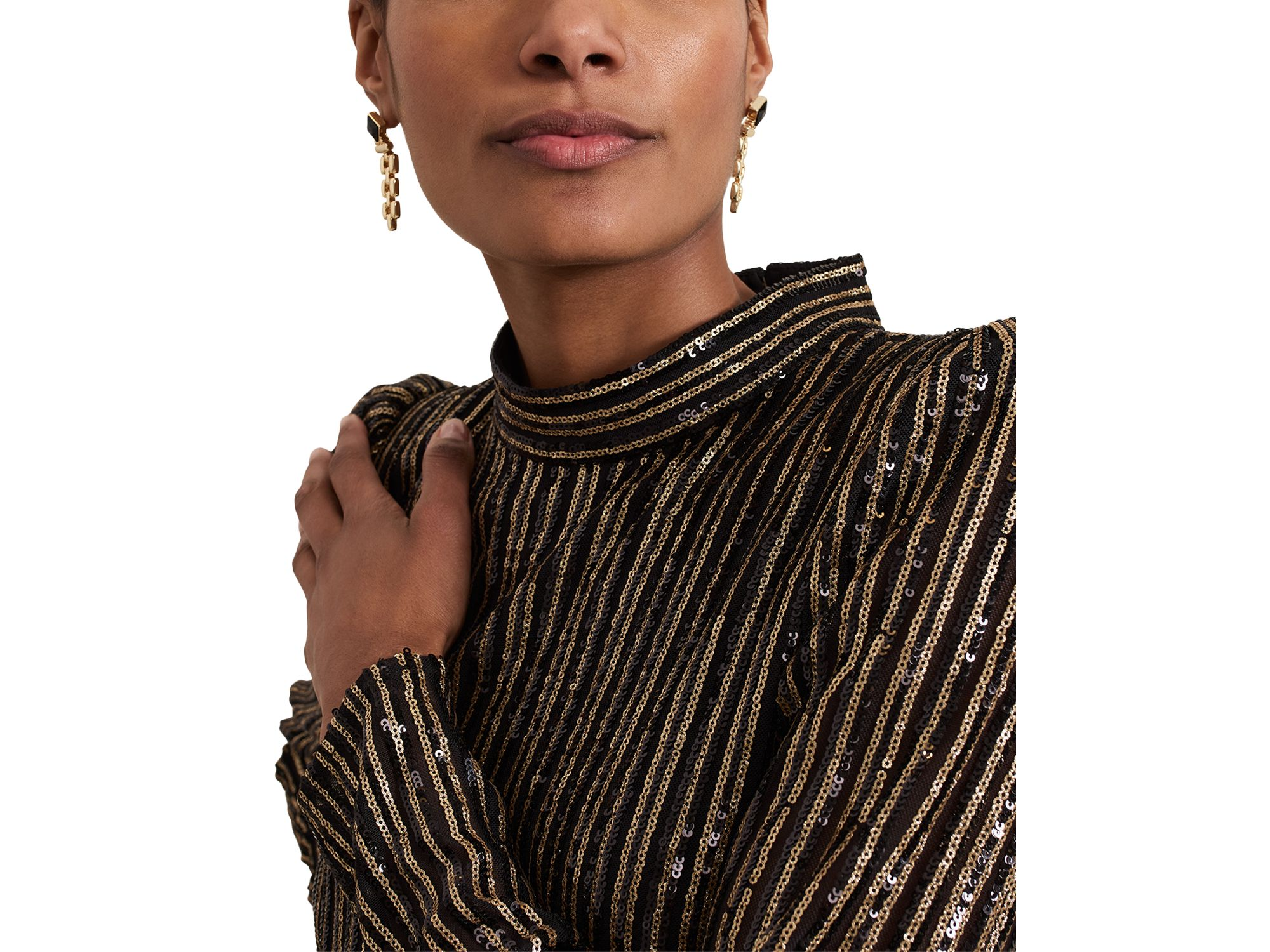 Gloria Sequin Stripe Midi Dress — Image 3