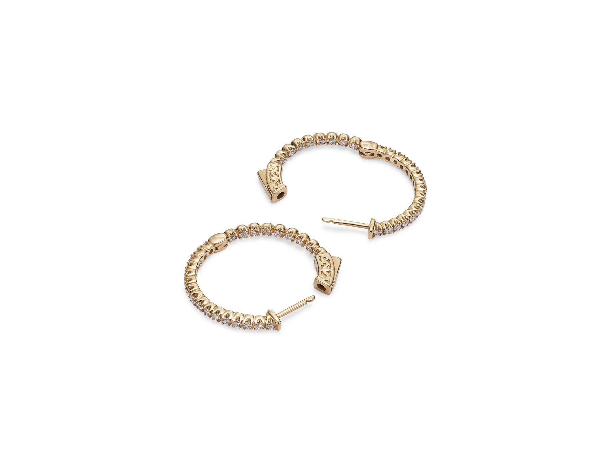 Diamond Inside Out Hoop Earrings in 14K Yellow Gold, 1.0 tcw — Image 3