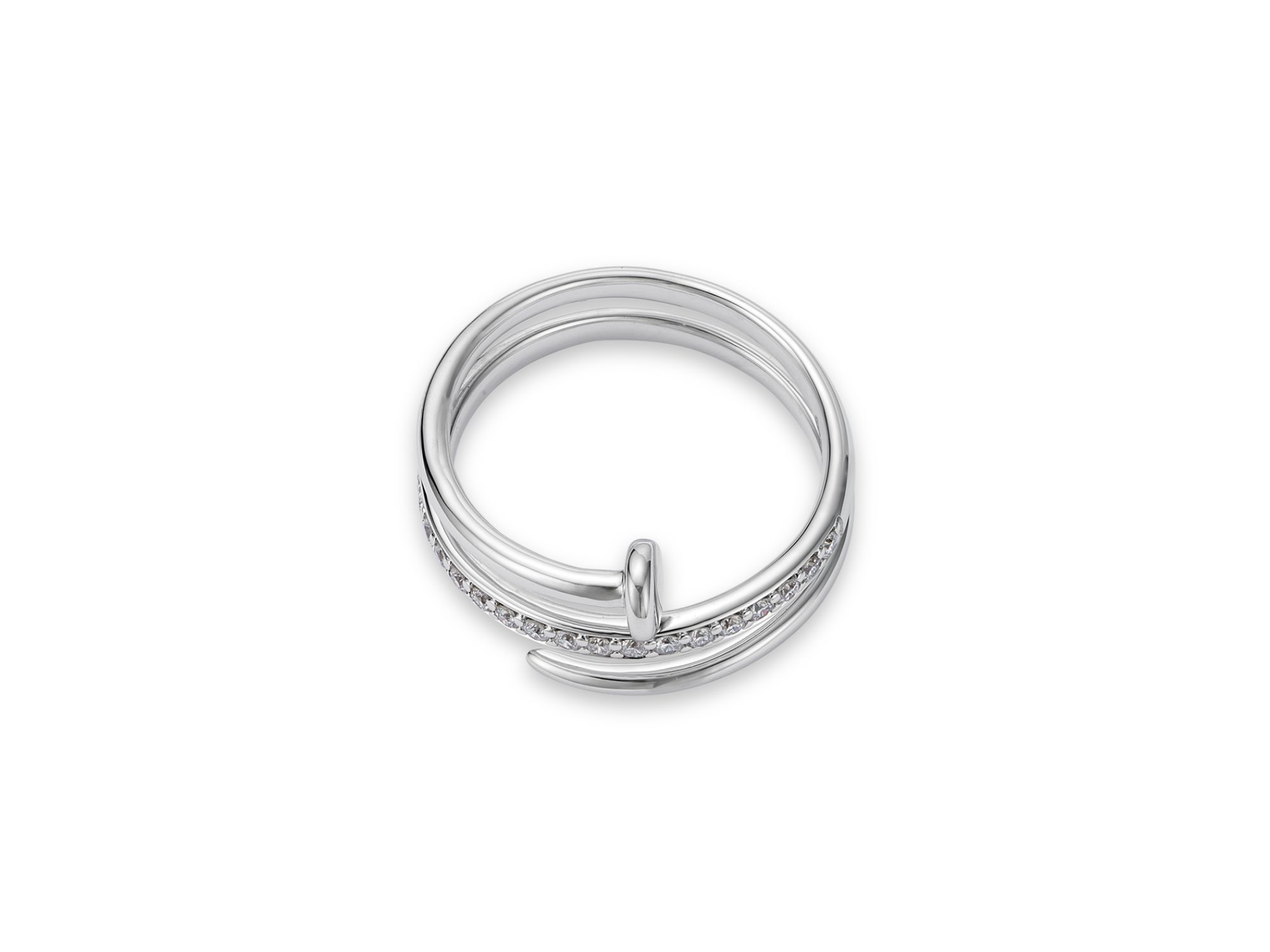 Diamond Nail Coil Ring in 14K White Gold, 0.20 tcw — Image 4