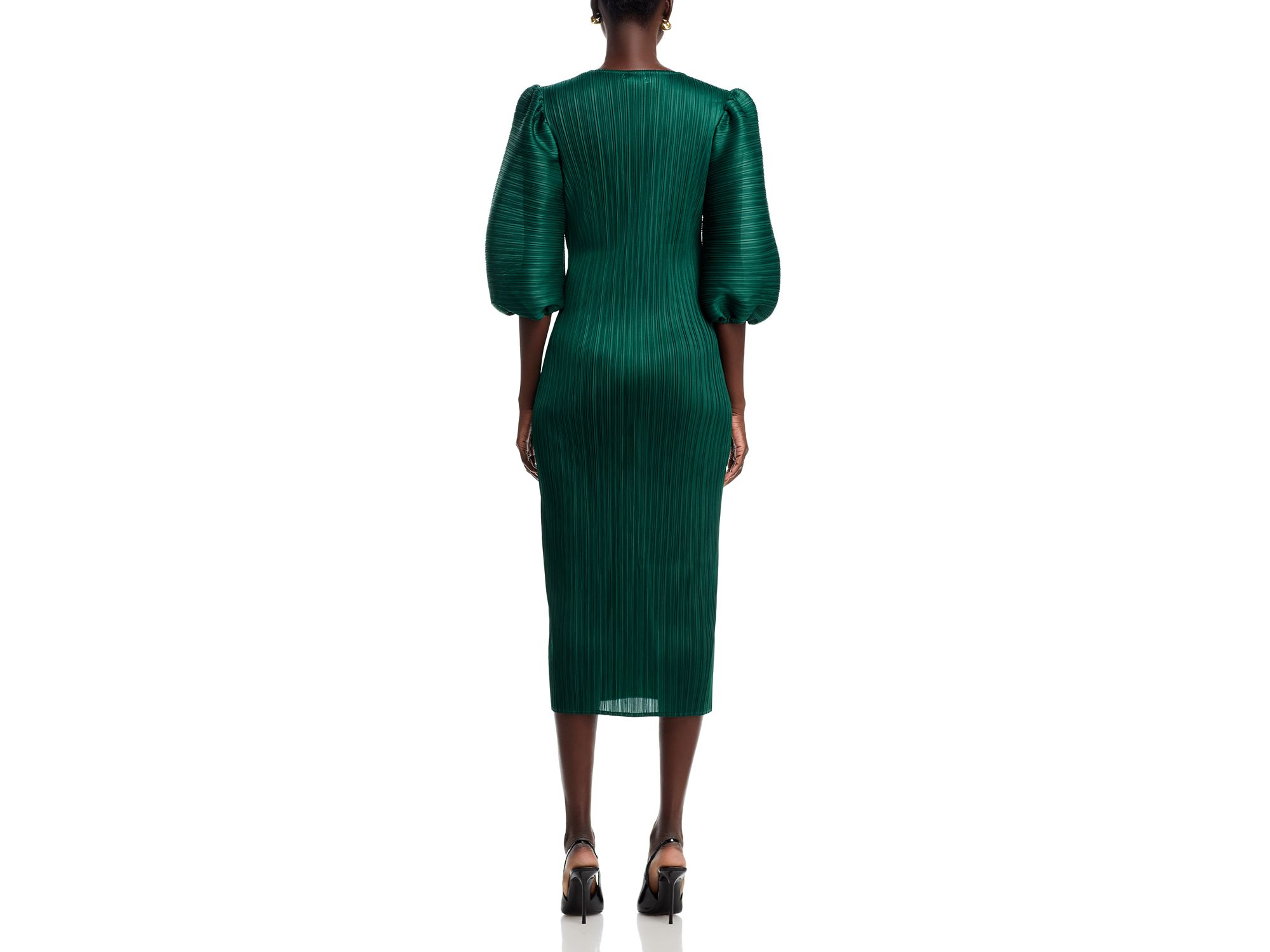 Puff Sleeve Crinkled Dress — Image 4