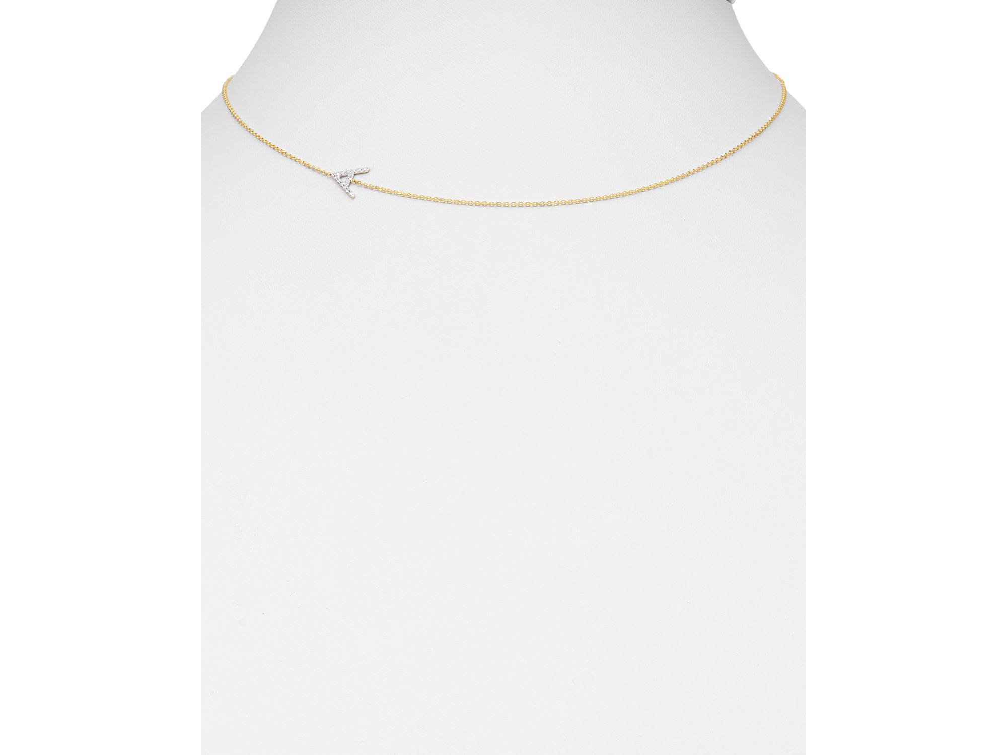 14K Yellow Gold Diamond Asymmetric Initial Necklace, 18" — Image 3