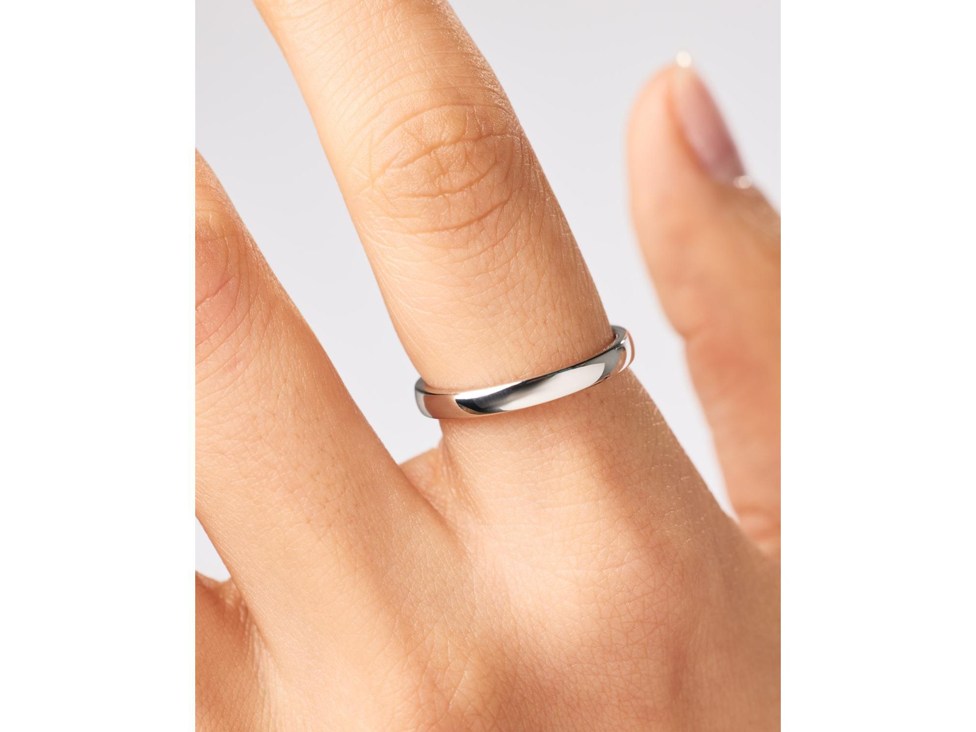 Solid White Gold Slim Eclipse Ring — Image 4