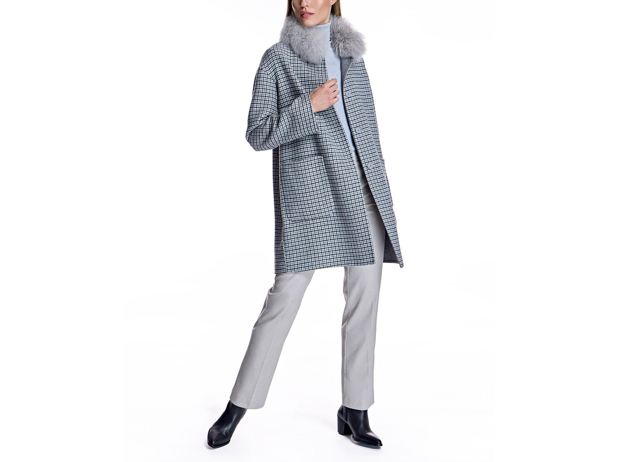 Reversible Check Woolblend Coat — Image 7