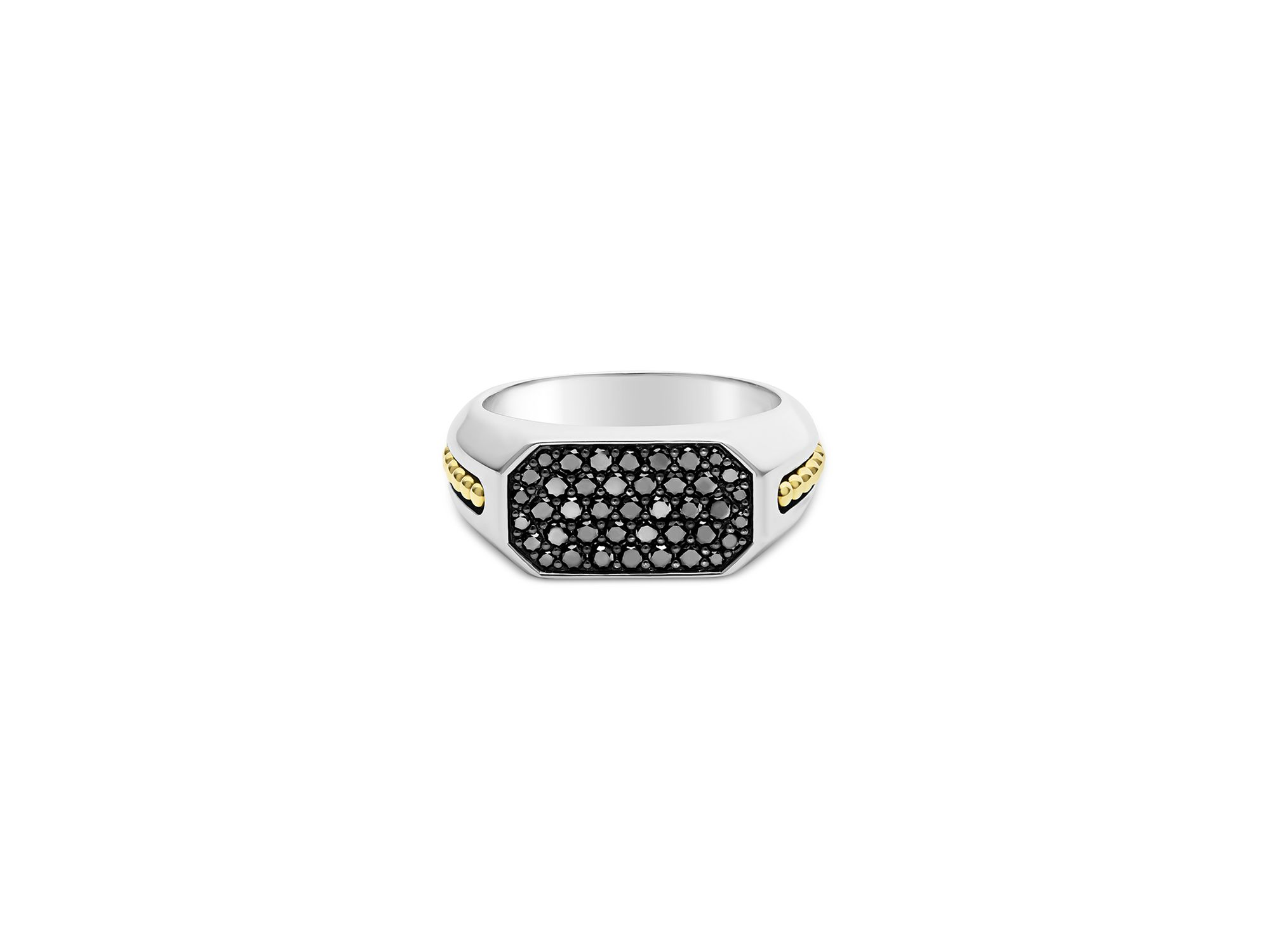 Men's 18K Yellow Gold & Sterling Silver Anthem Black Diamond Cluster Ring — Image 3