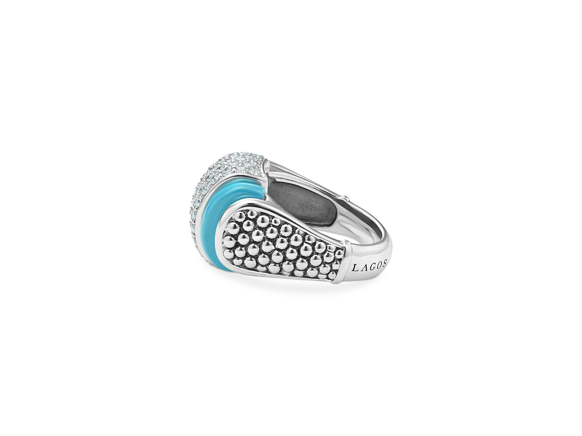 Blue Caviar & Diamond Sterling Silver Statement Ring — Image 4