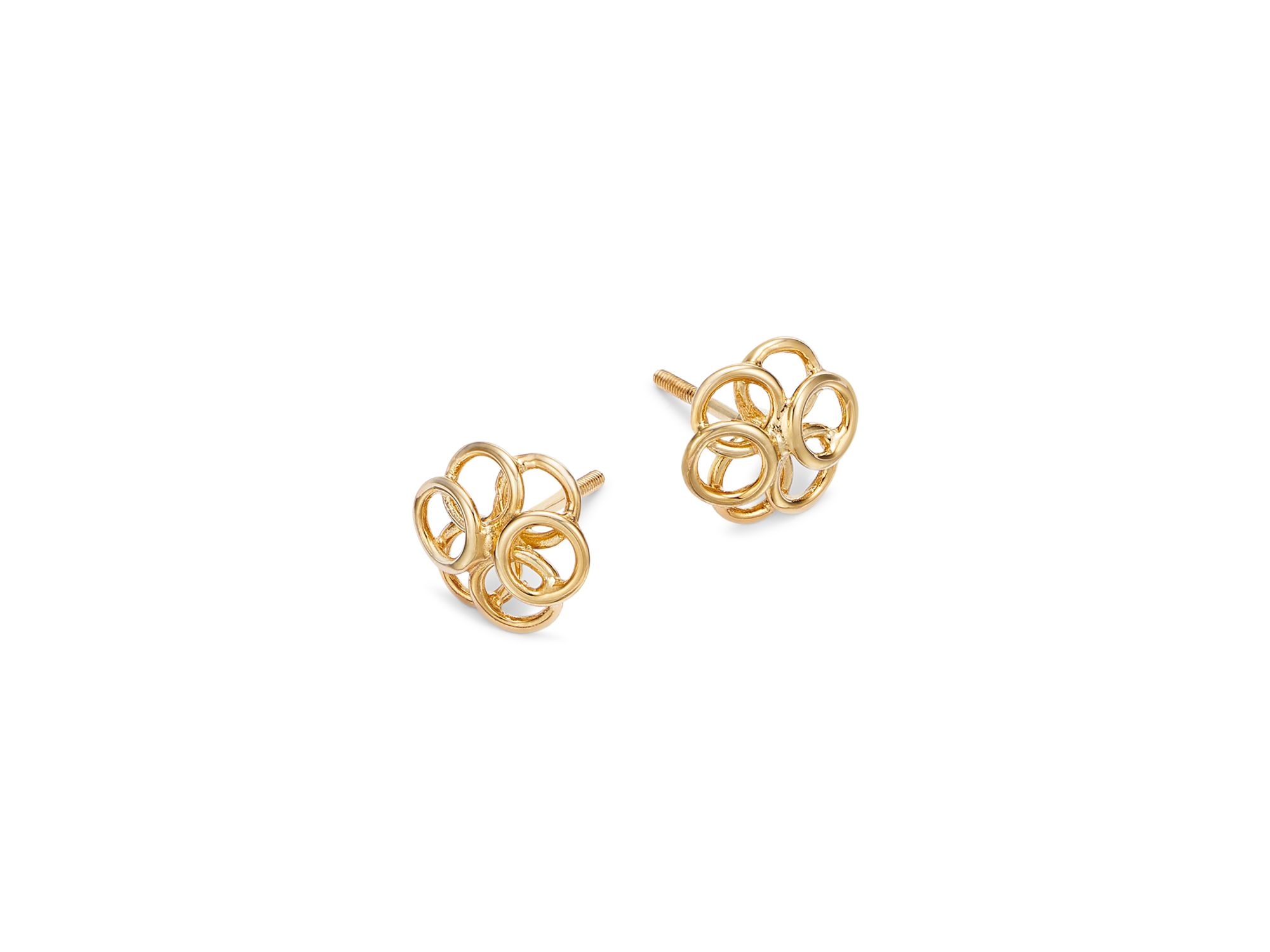 Ring Cluster Stud Earrings in 14K Yellow Gold — Image 3