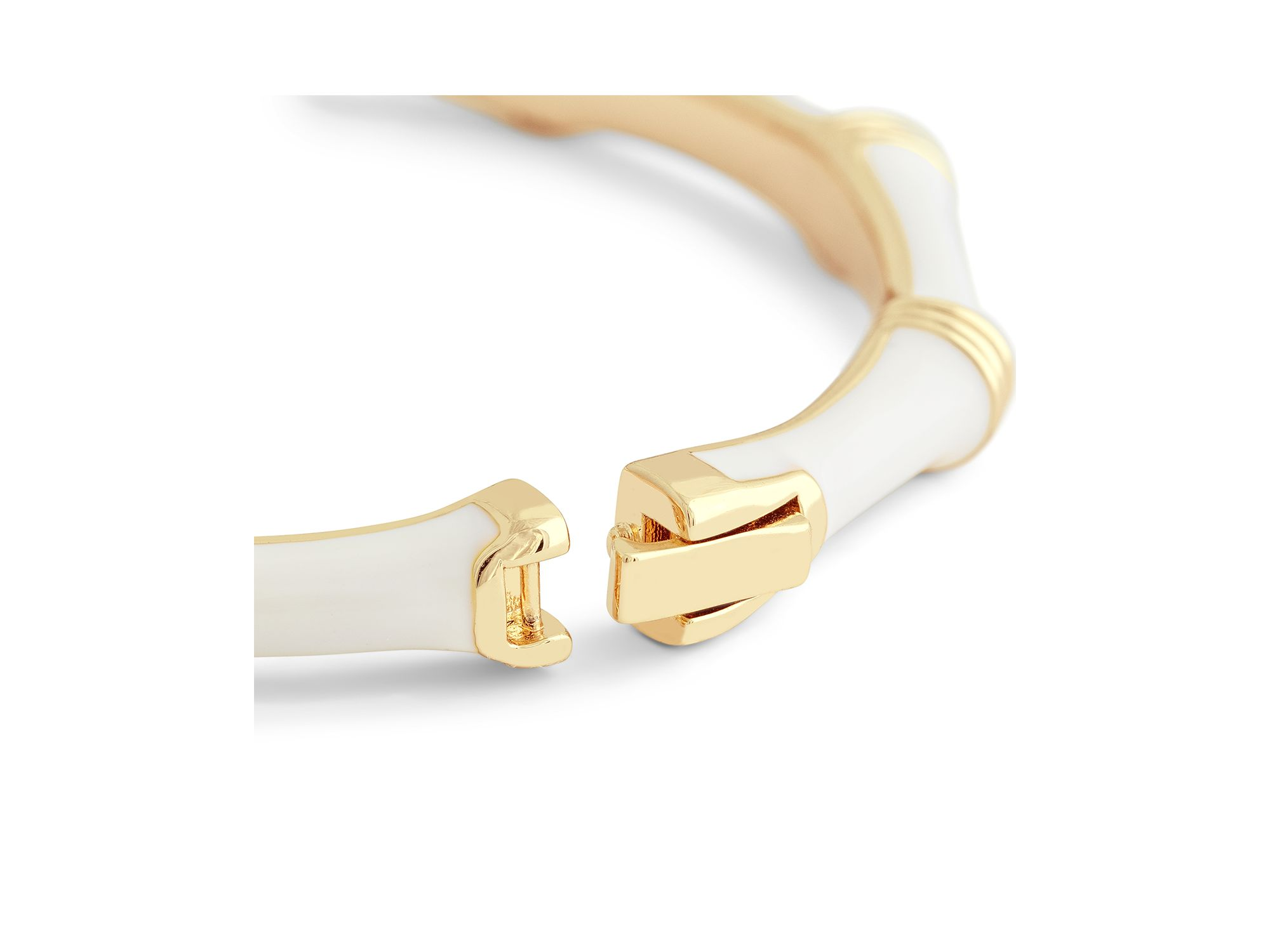 Enamel Bamboo Shaped Hinge Bangle Bracelet — Image 4