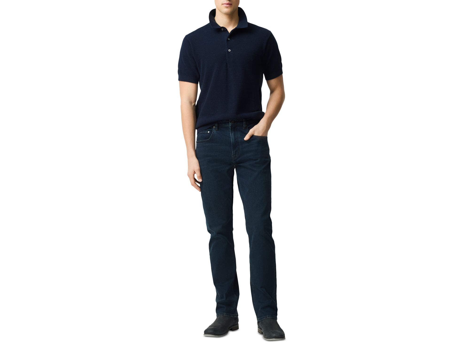 Linden Relaxed Fit Italian Denim Jeans in Blue Black — Image 7