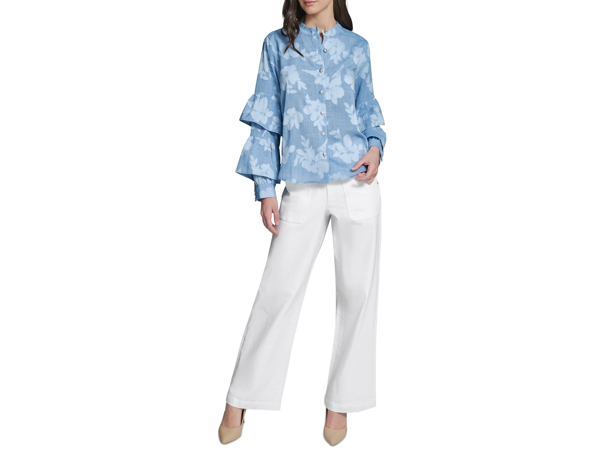 Tiered Ruffled Sleeve Floral Blouse — Image 5