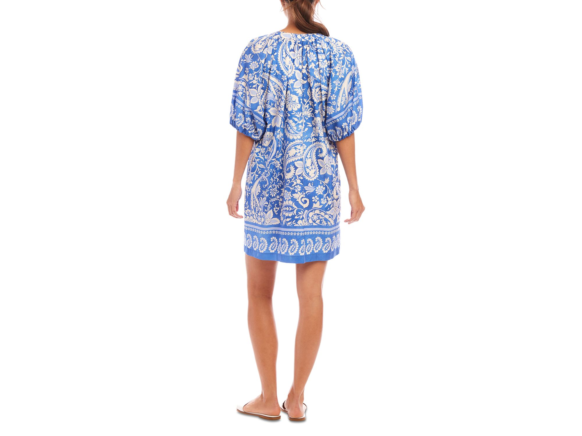Printed Puff Sleeve Peasant Dress — Image 5