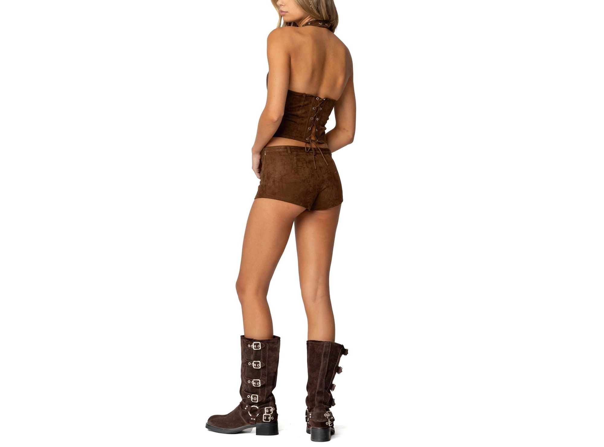 Sloane Faux Suede Halter Top — Image 3