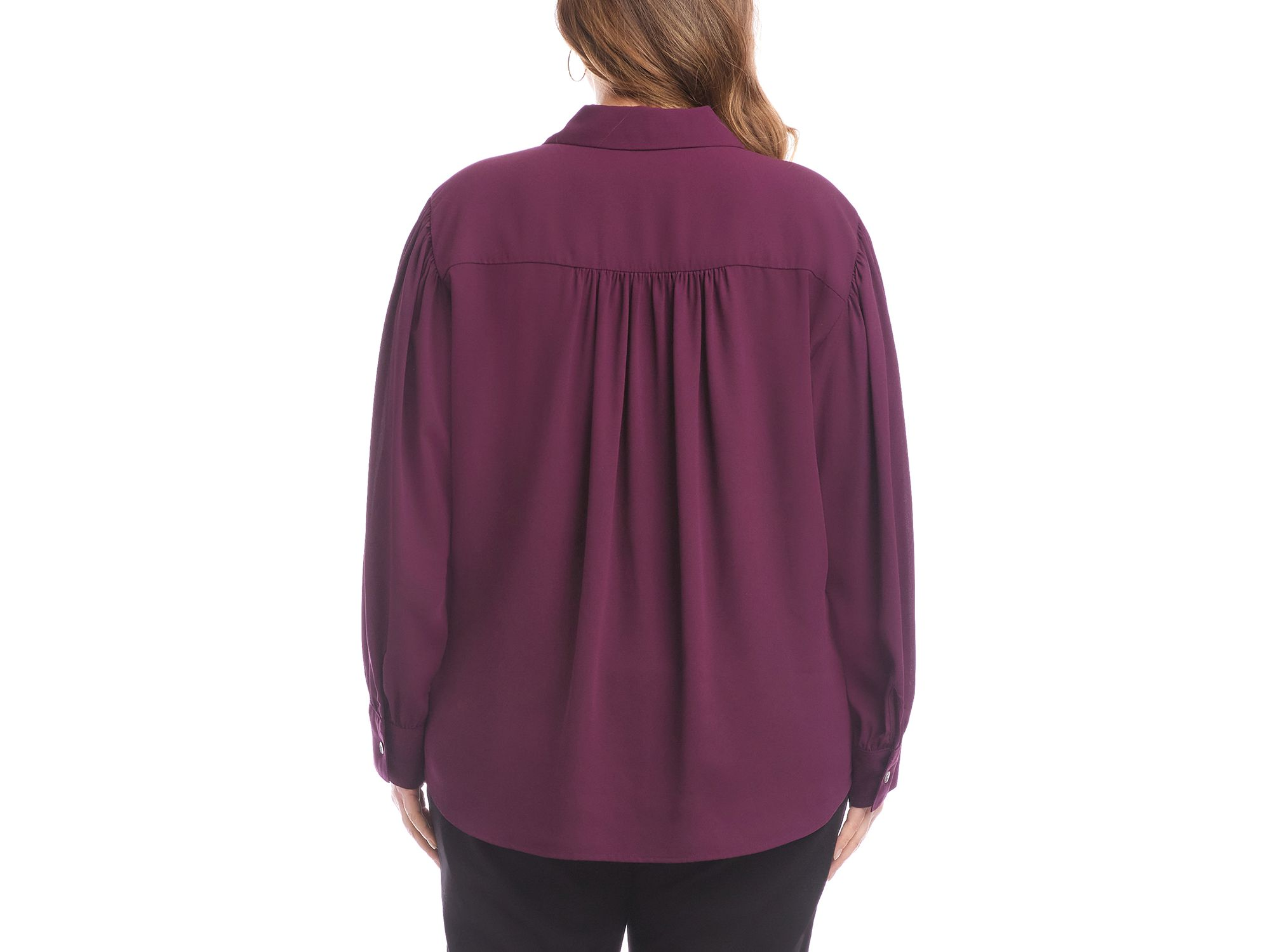 Plus Size Long Sleeve Dropped Shoulder Blouse — Image 3